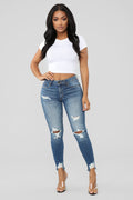 Ego Trip Mid Rise Jeans - Medium Blue Wash