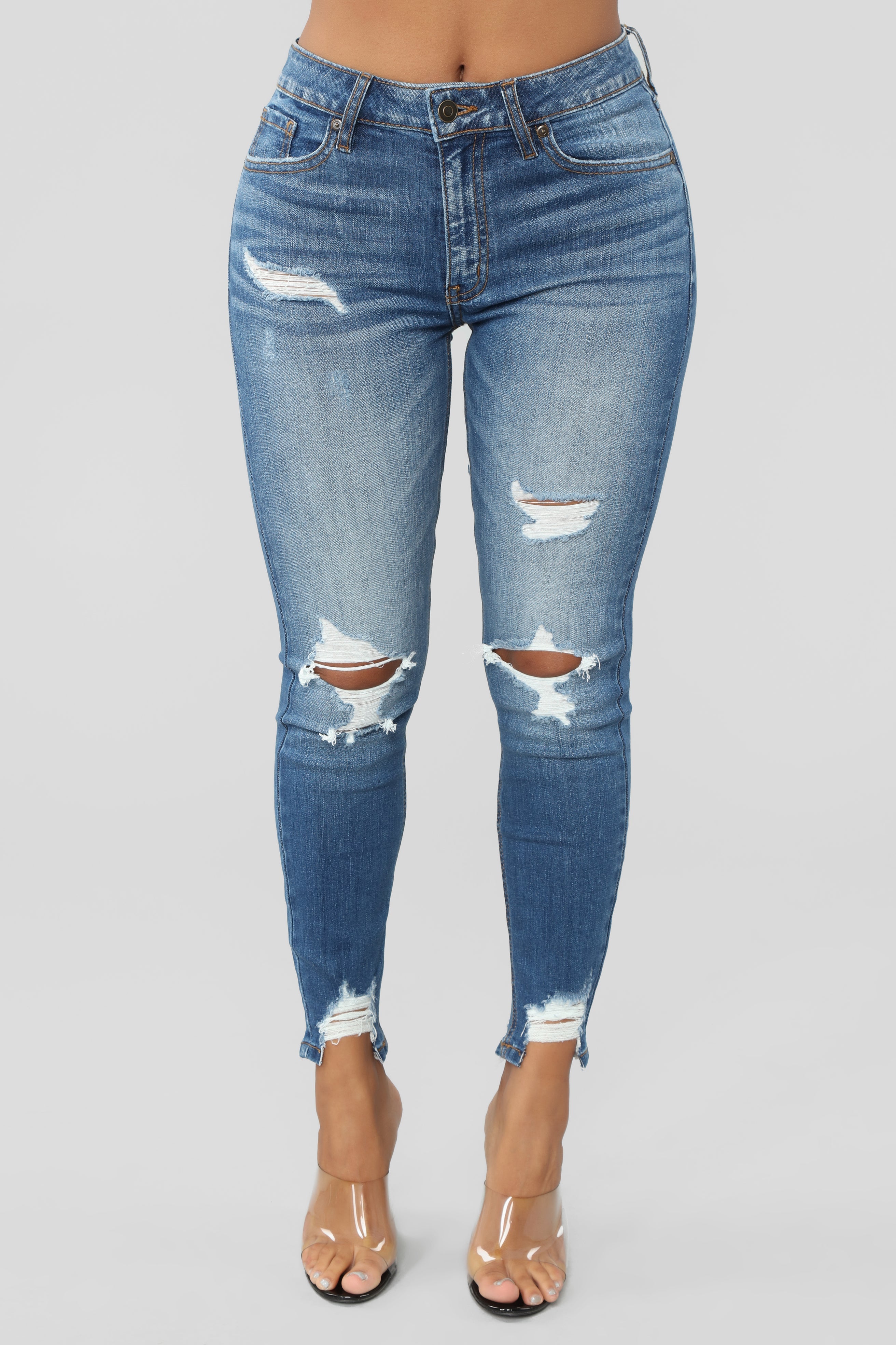 Ego Trip Mid Rise Jeans - Medium Blue Wash