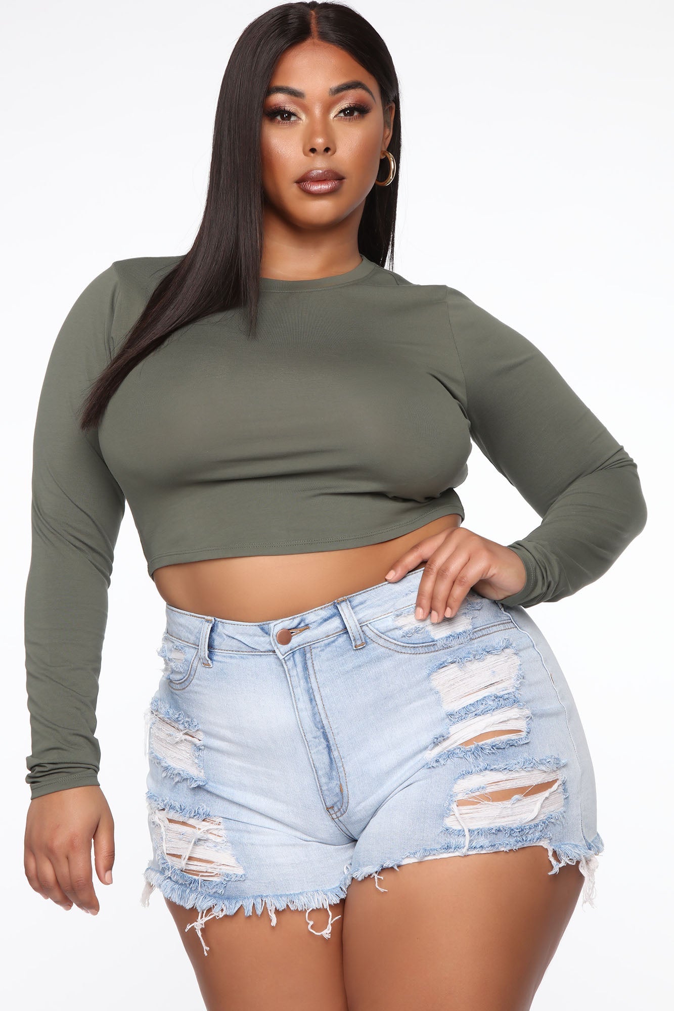 Robin Long Sleeve Top - Army Green