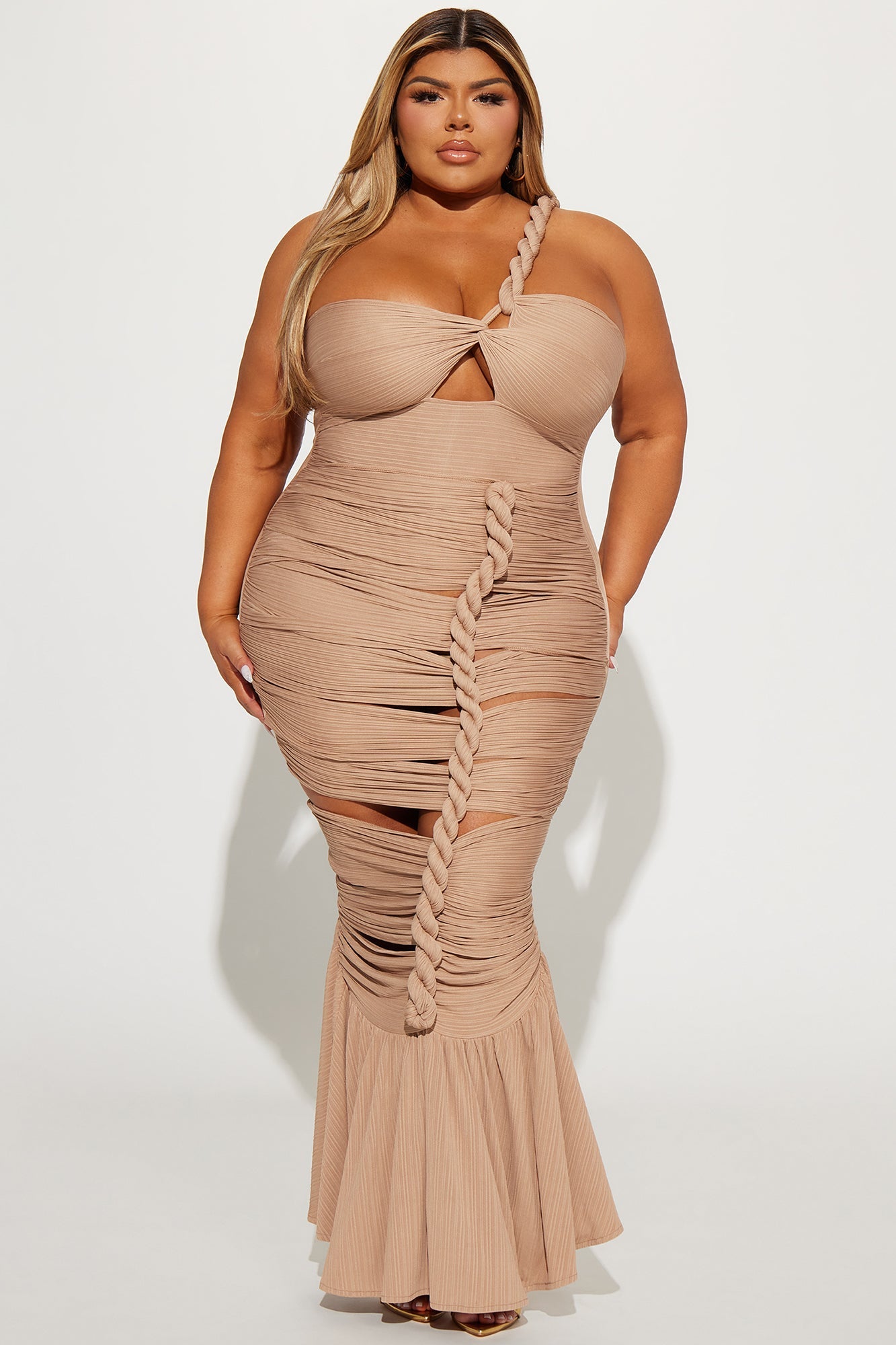 Twist It Up Maxi Dress - Taupe