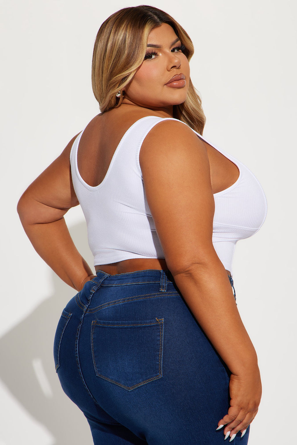 Natalie Ribbed Corset Top - White