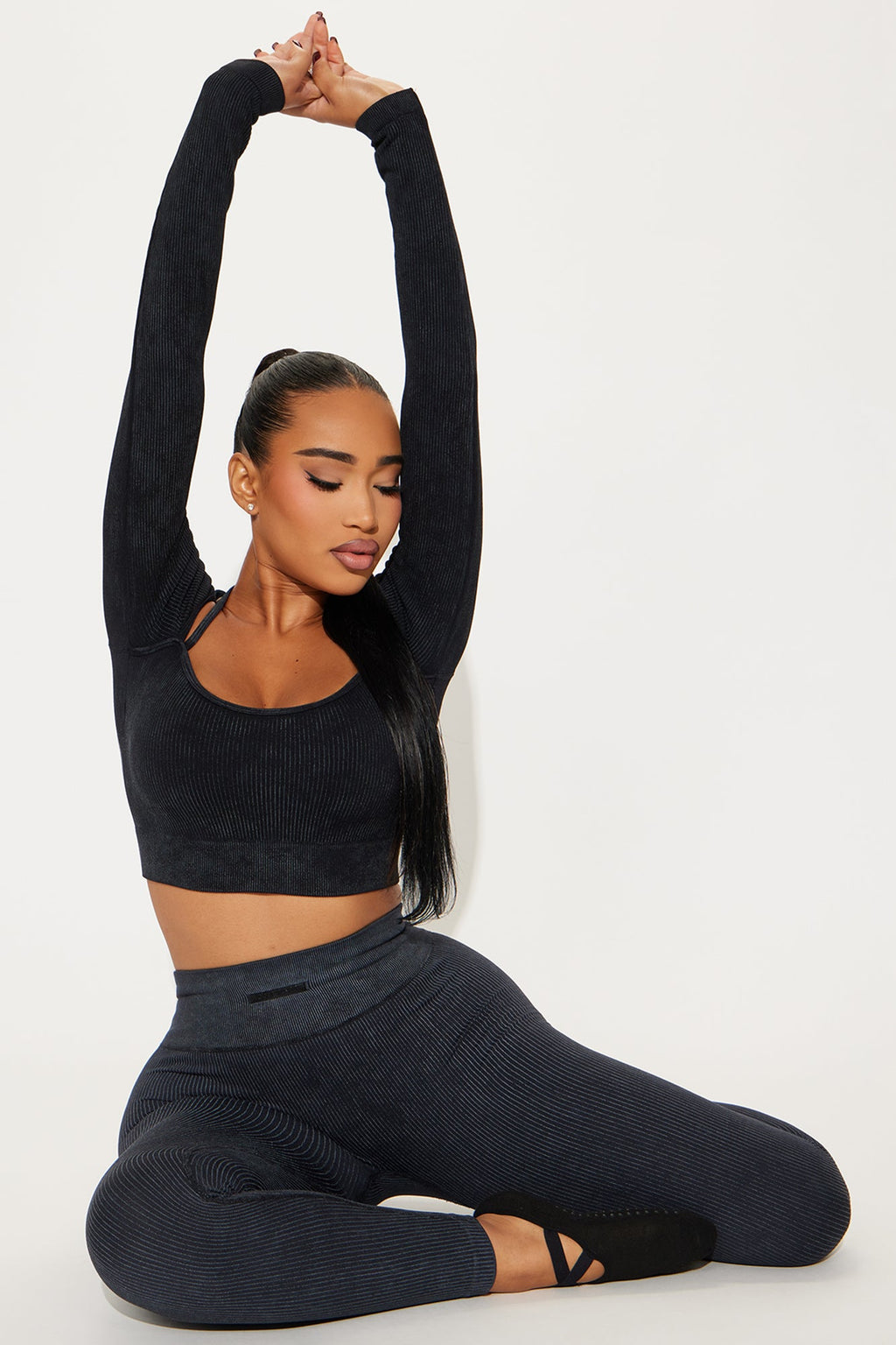 Imprint Effortless Seamless Washed Active Top - Black