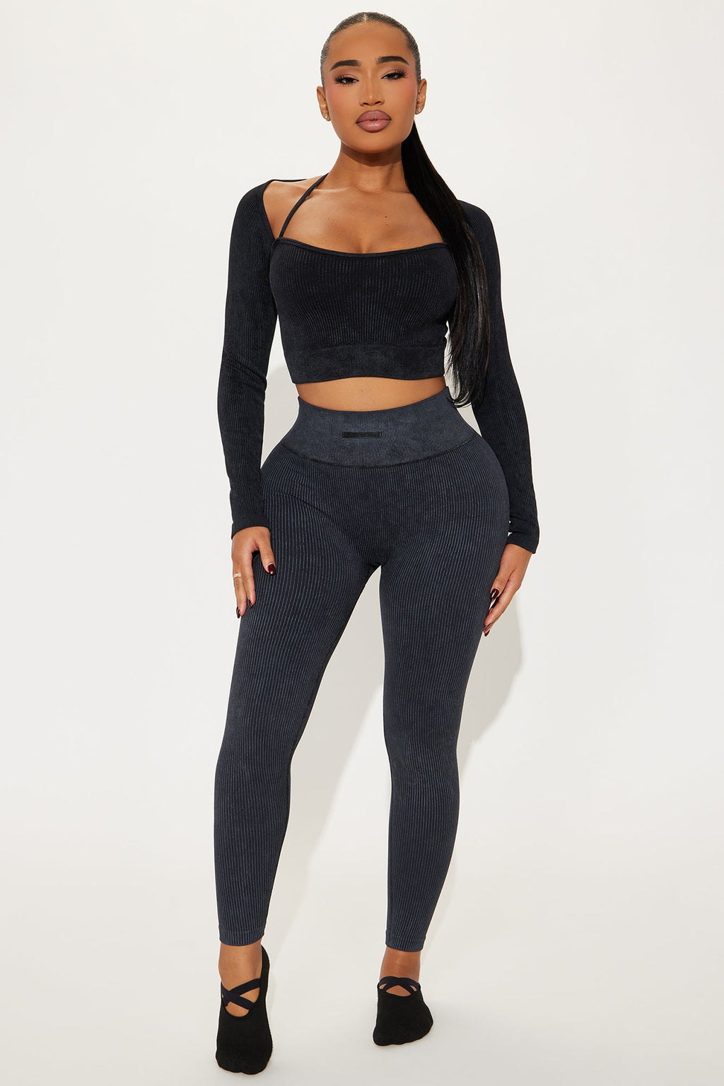 Imprint Effortless Seamless Washed Active Top - Black