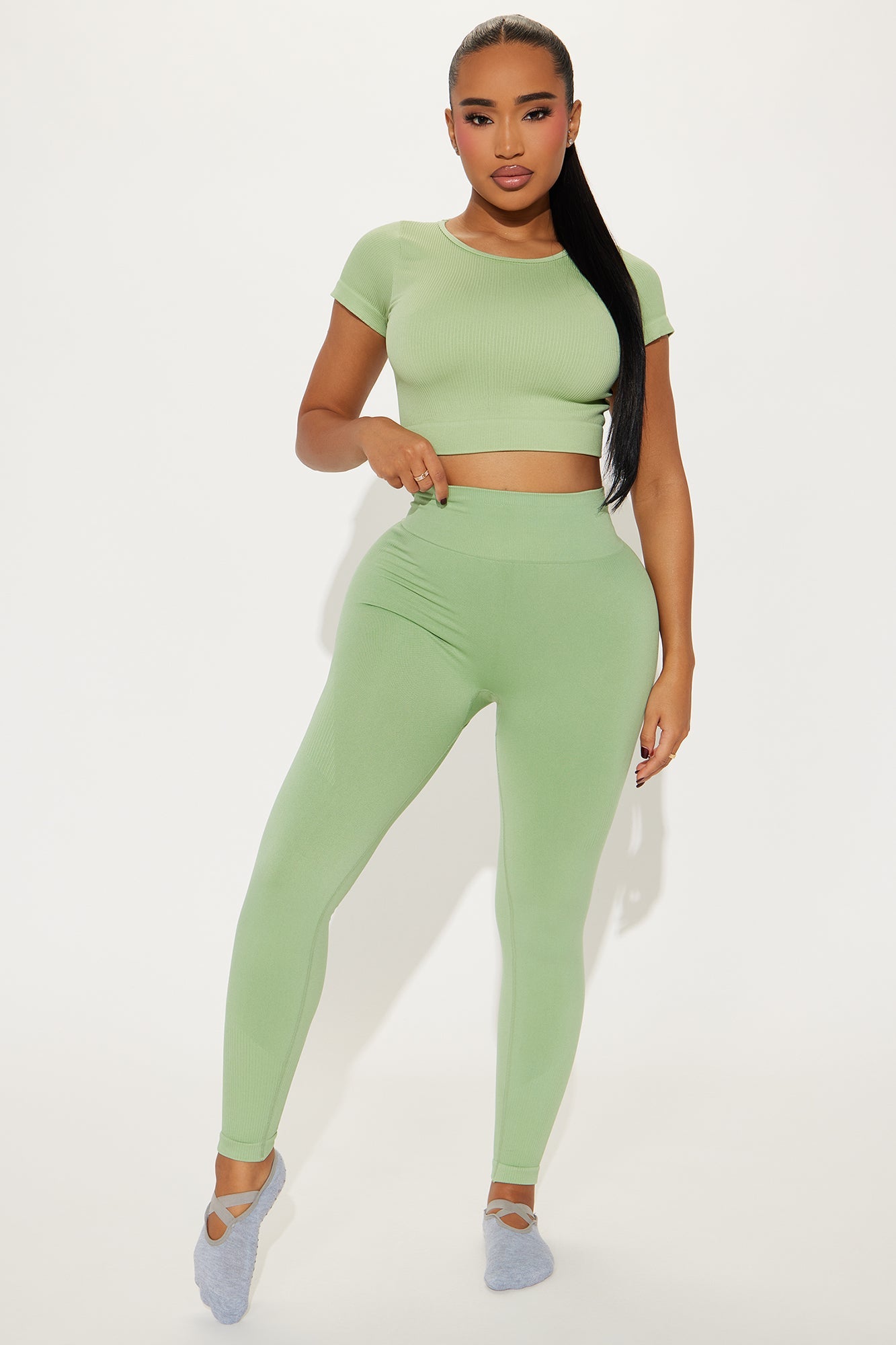 Breathe Through It Effortless Seamless Active Top - Sage