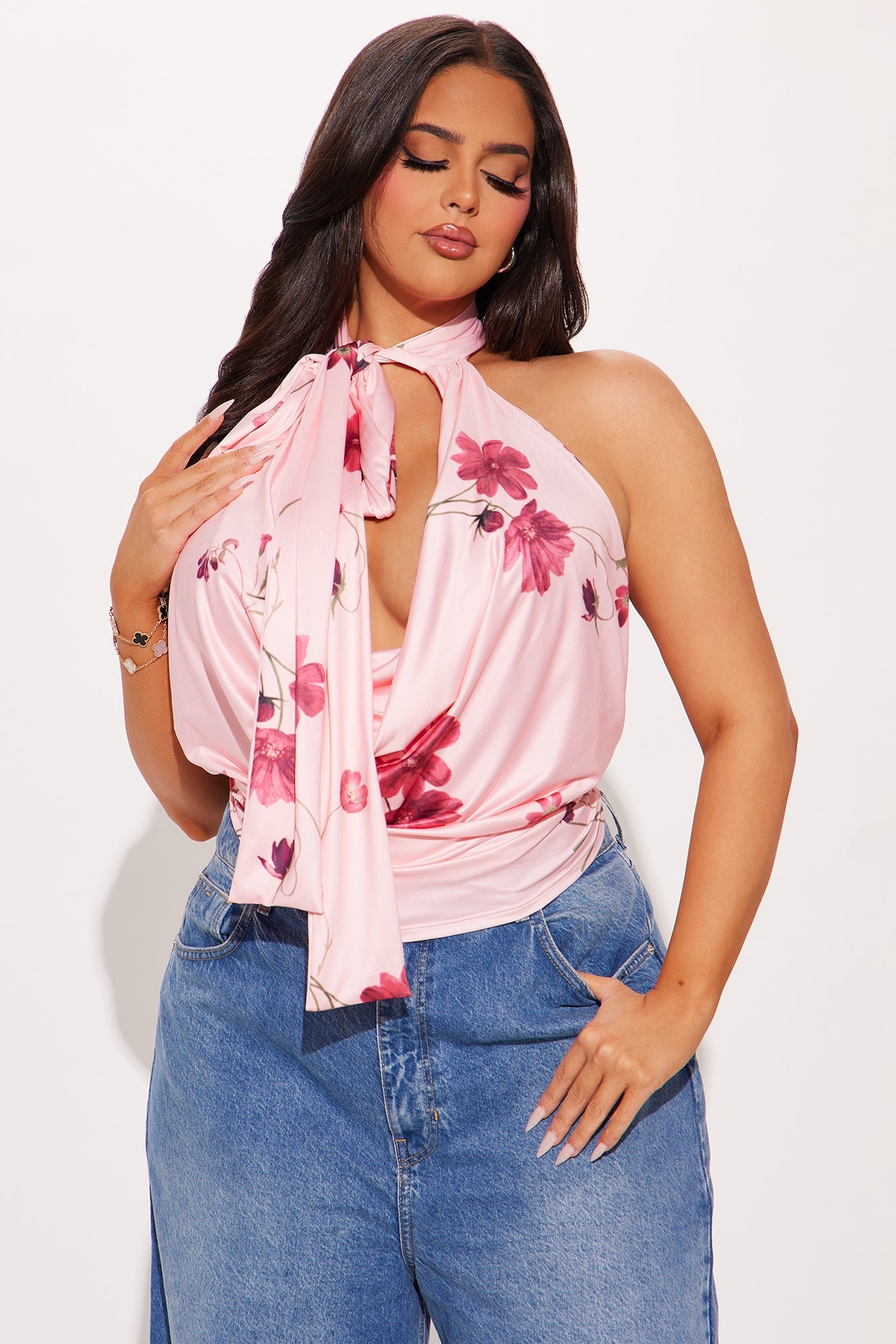 Sweet Talking Floral Halter Top - Pink
