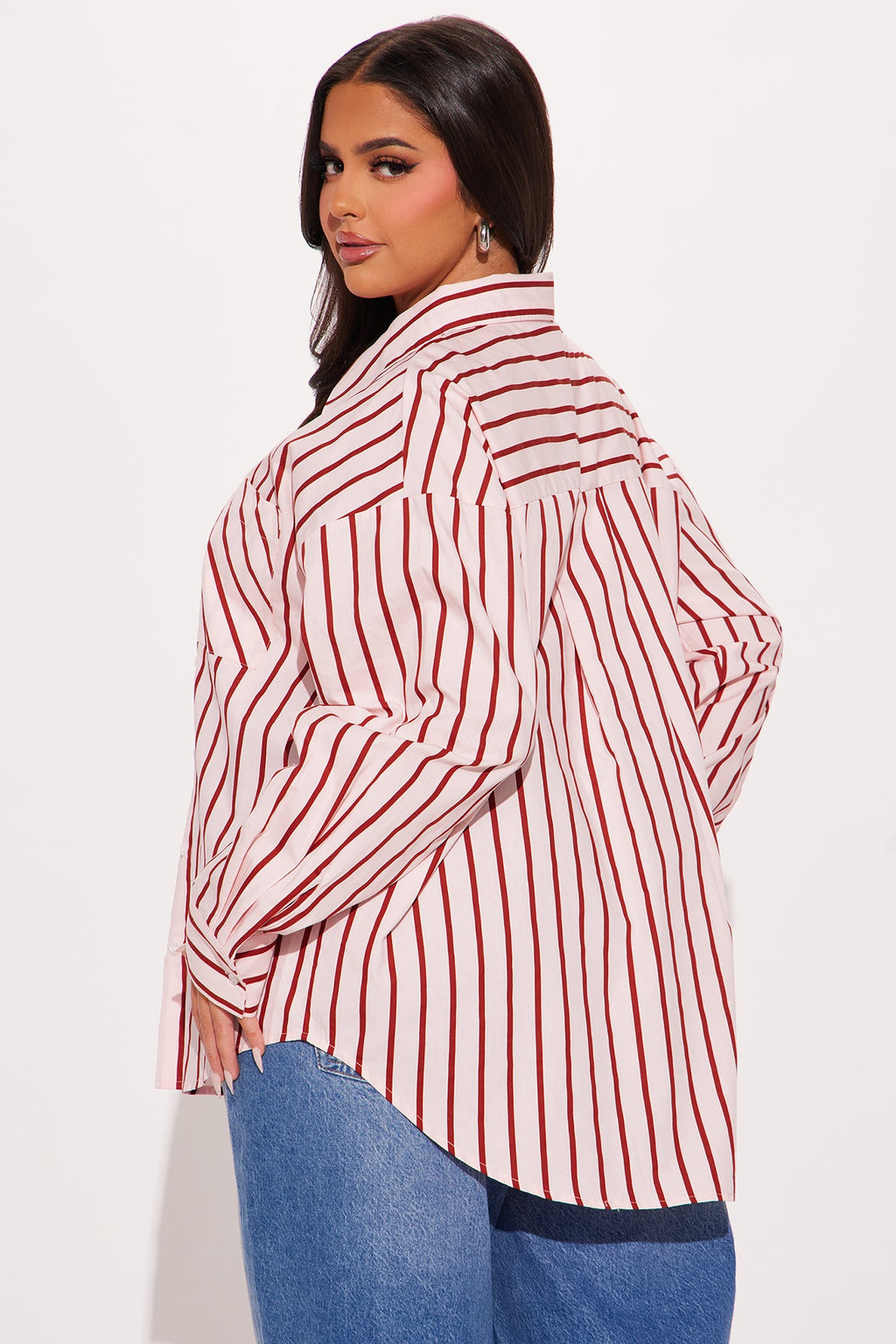 So In Love Striped Poplin Shirt - Pink/combo