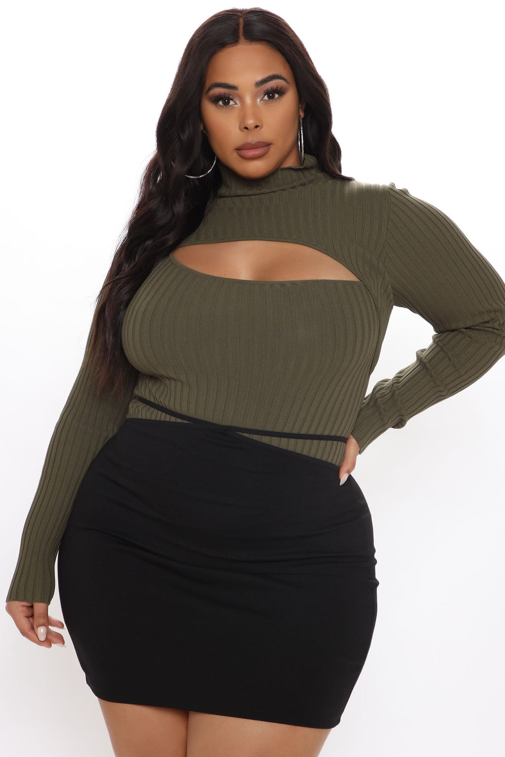 Cut The Antics Sweater Bodysuit - Olive