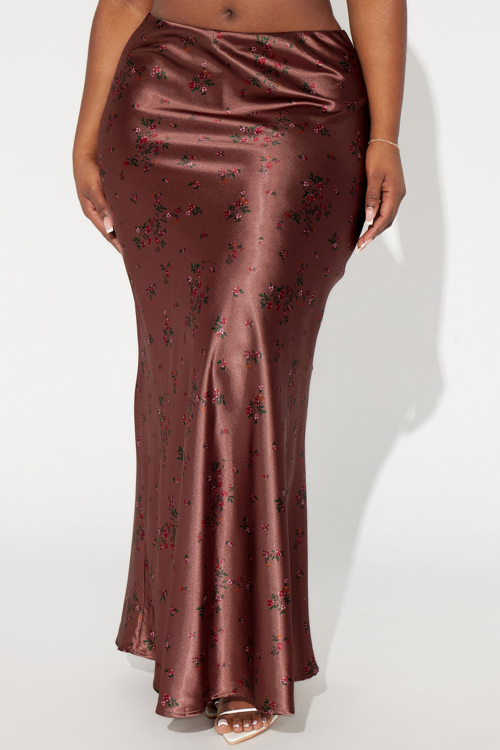 Buy Myself Flowers Satin Maxi Skirt - Copper