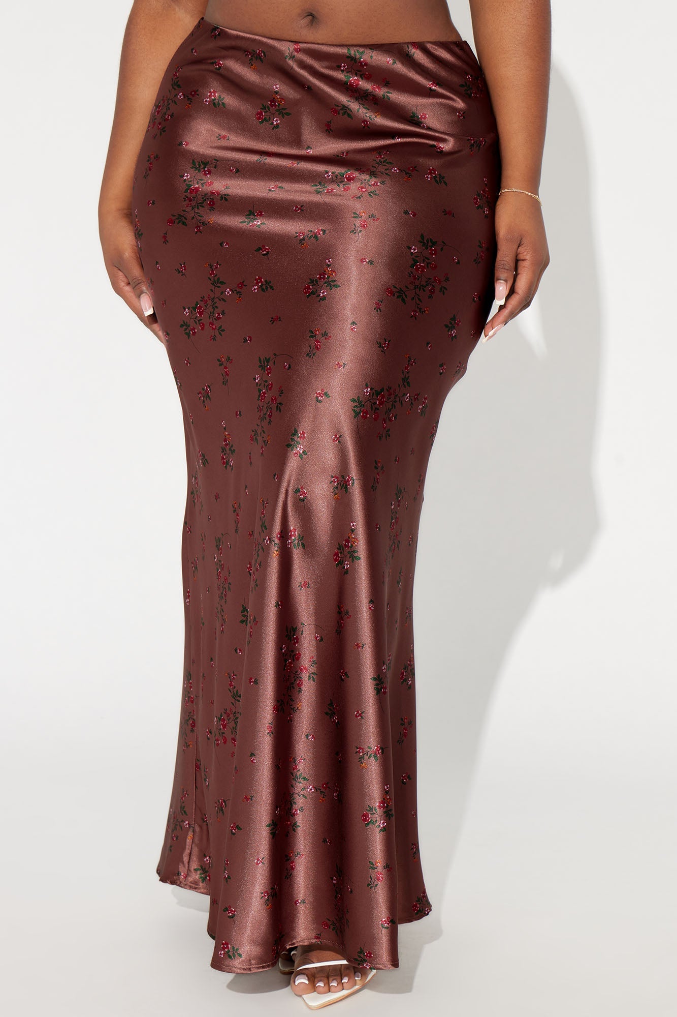 Buy Myself Flowers Satin Maxi Skirt - Copper