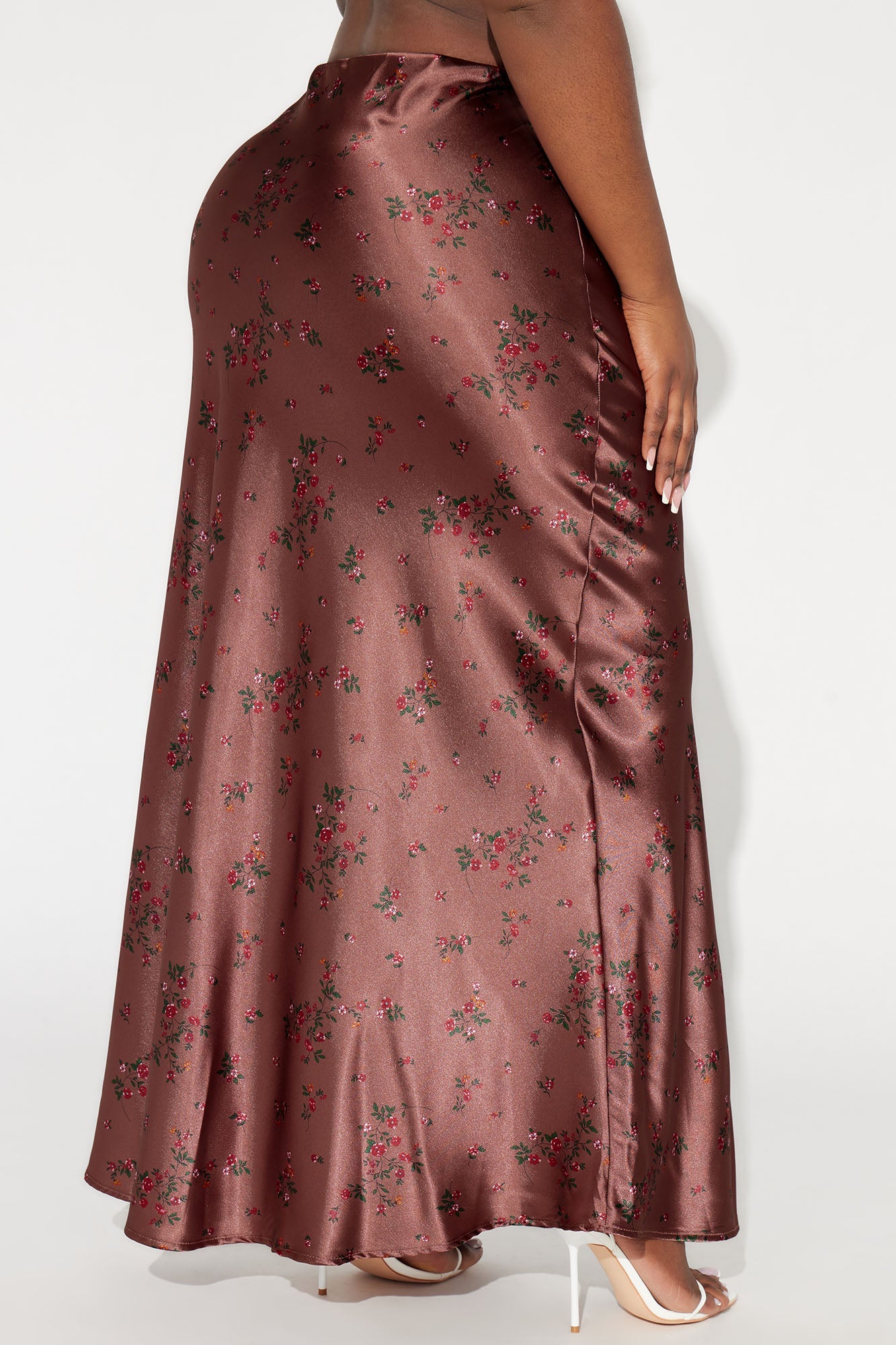 Buy Myself Flowers Satin Maxi Skirt - Copper