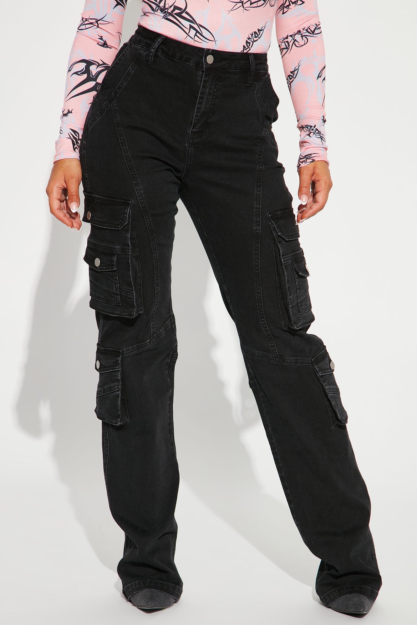 Tall Mulholland Drive 90's Cargo Straight Leg Jeans - Black Wash