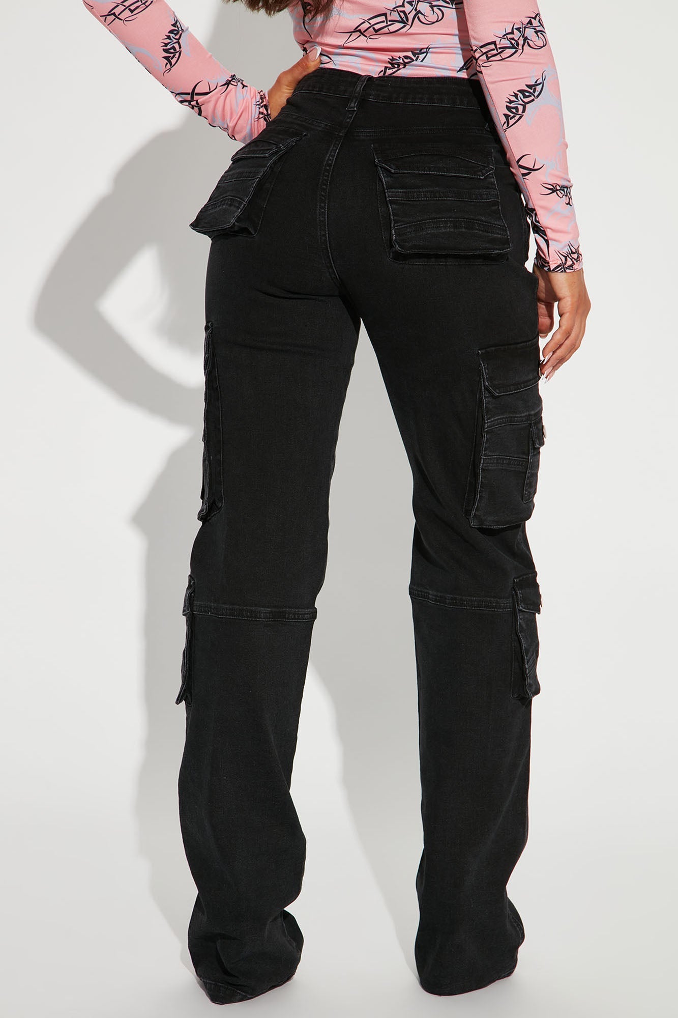 Tall Mulholland Drive 90's Cargo Straight Leg Jeans - Black Wash