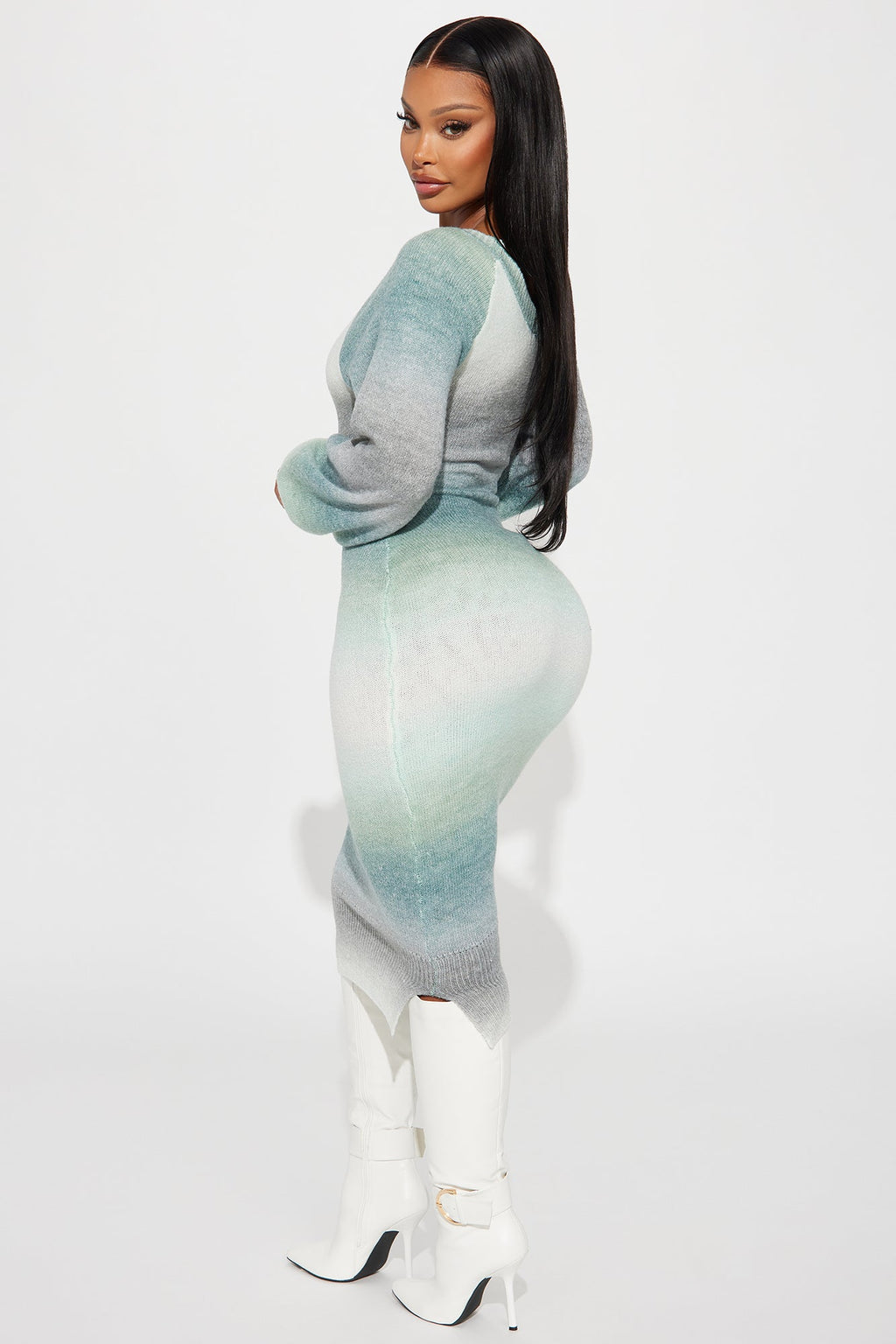 Shyanne Sweater Midi Dress - Green