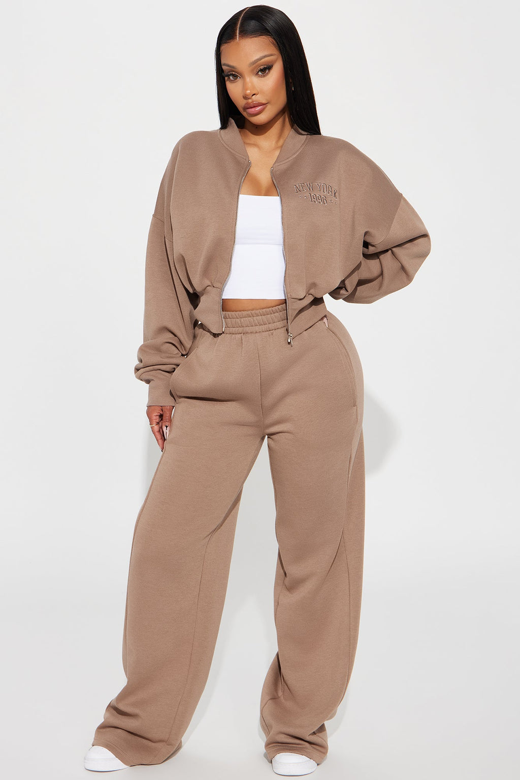 New York Fleece Pant Set - Mocha