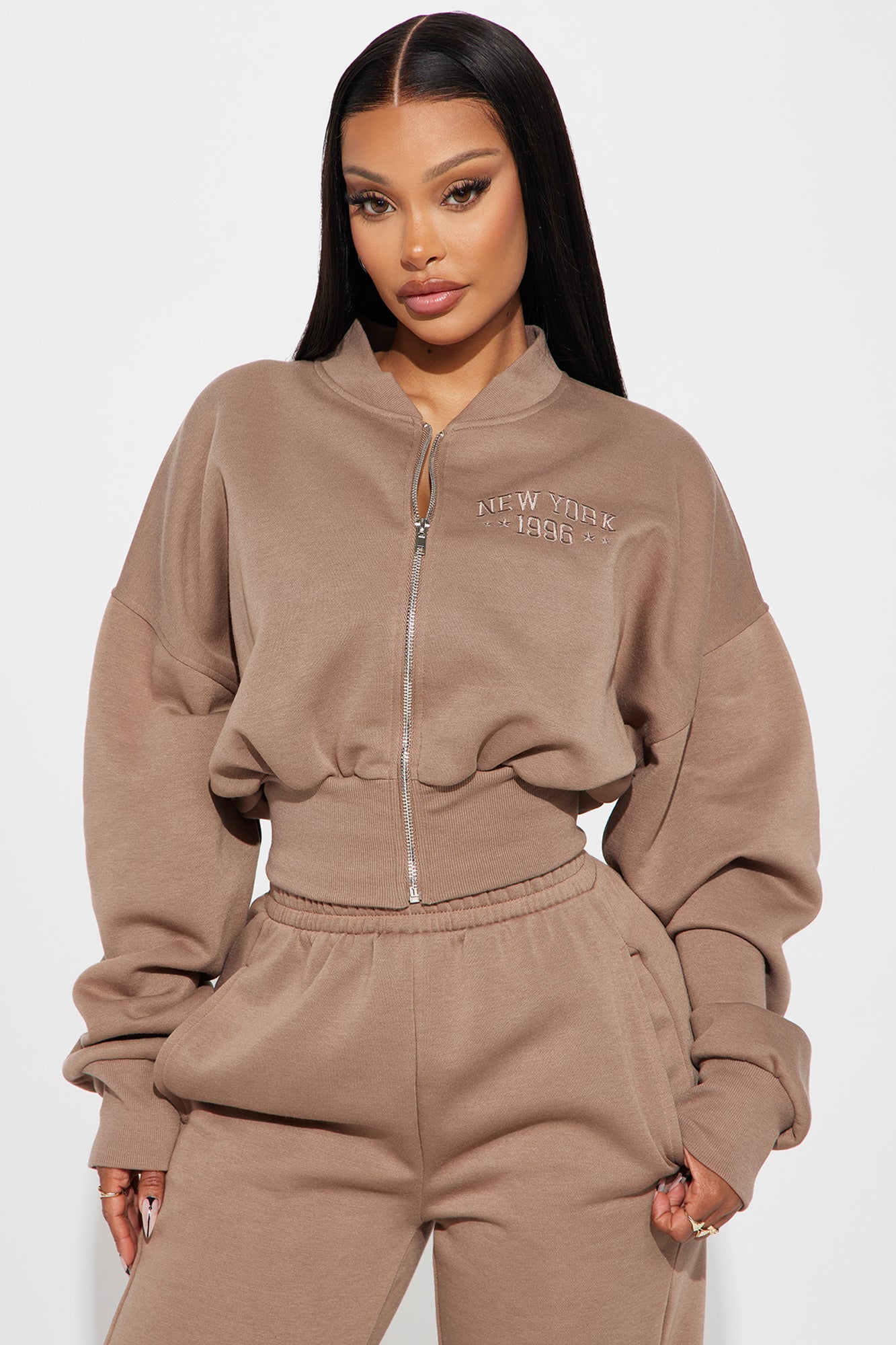 New York Fleece Pant Set - Mocha