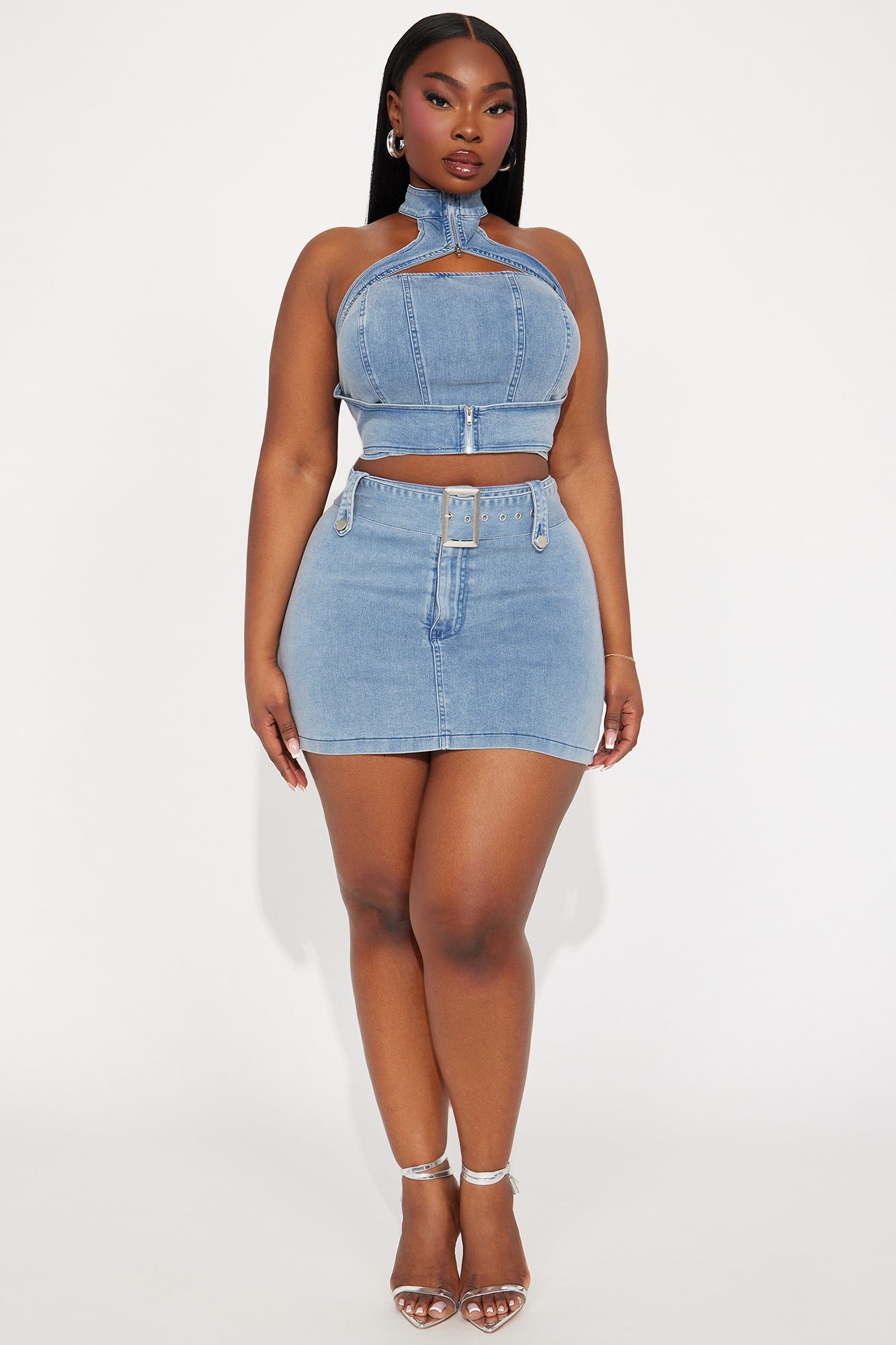 Let Me Adore You Skort Set - Light Wash