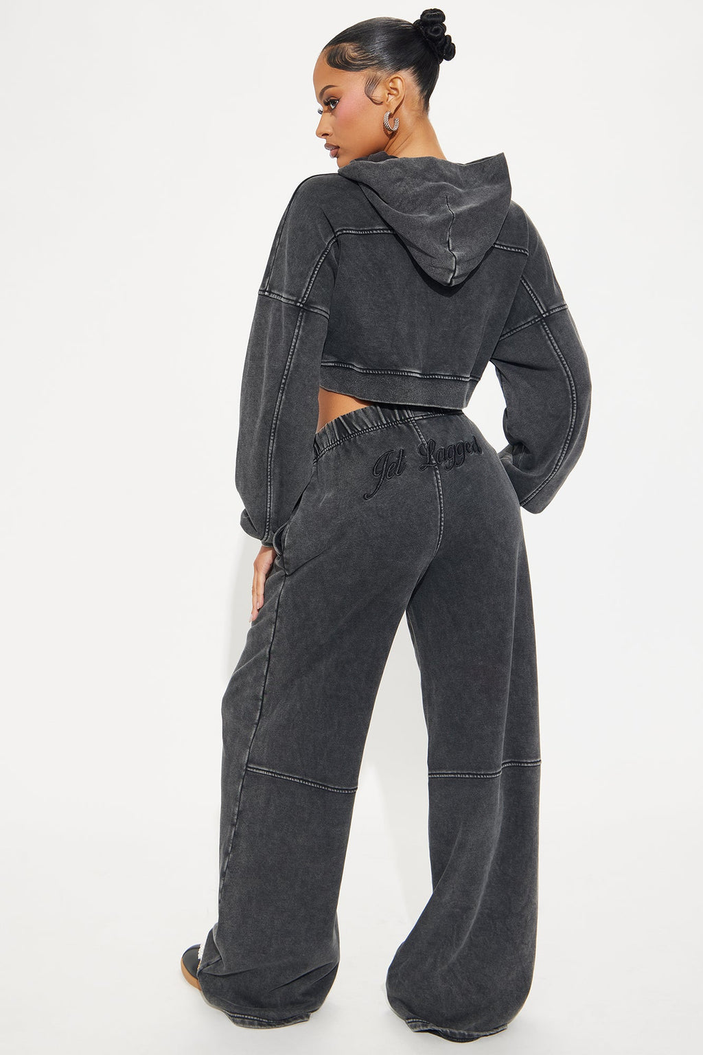Jet Lagged French Terry Pant Set - Charcoal