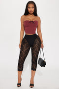 I Feel Love Lace Capri Legging - Black