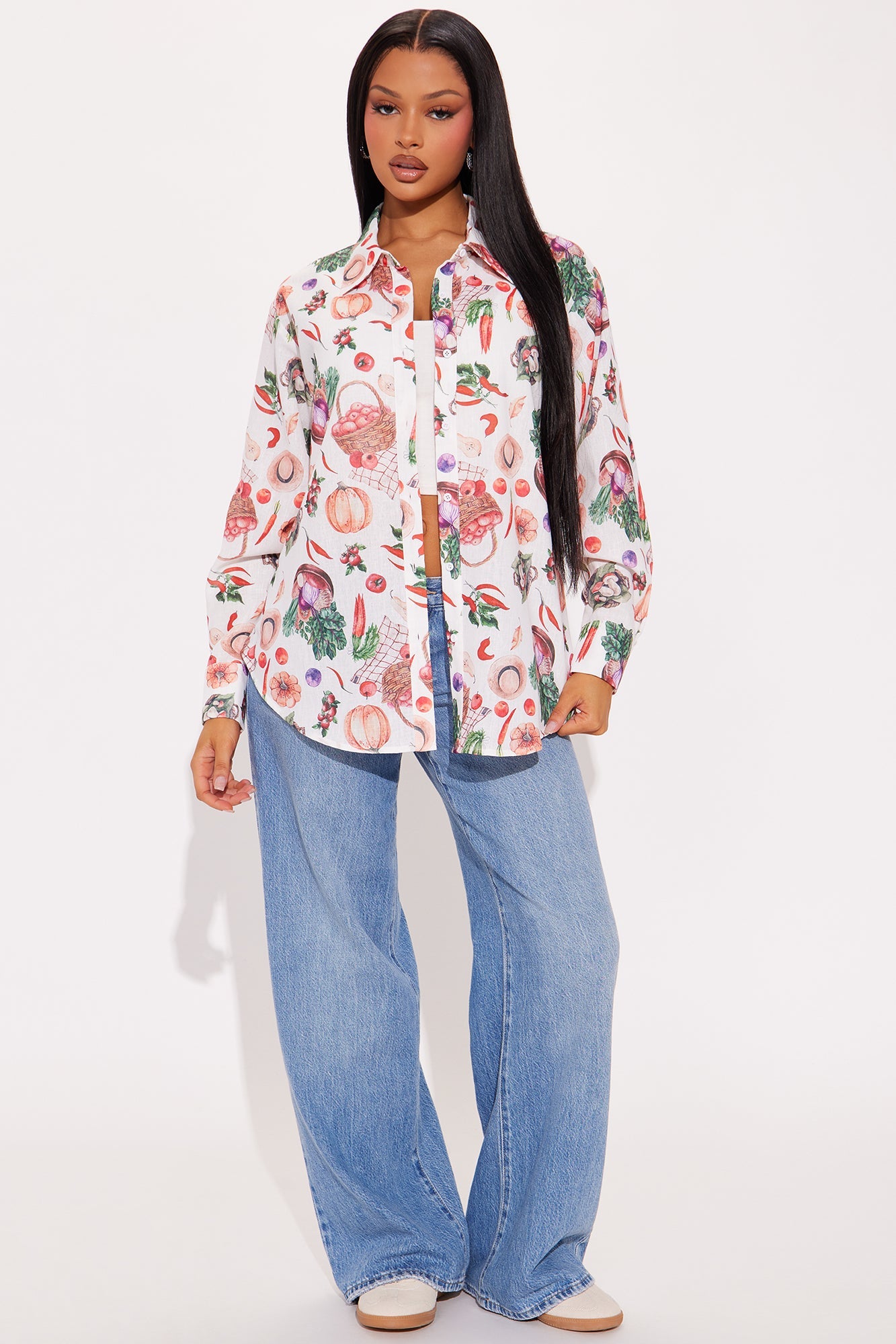 Bon Appetite Linen Shirt - White/combo