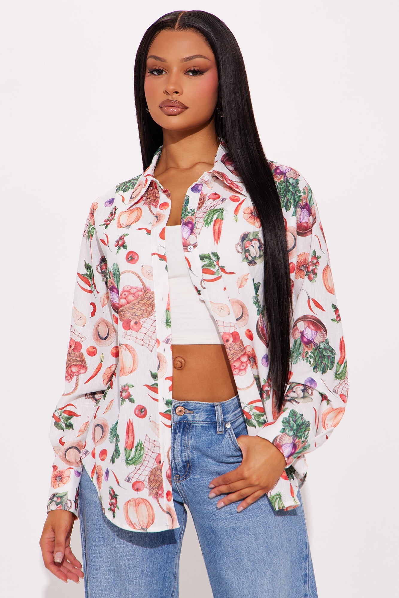 Bon Appetite Linen Shirt - White/combo