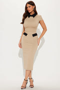 All Business Body Sculpting Midi Dress - Taupe/combo