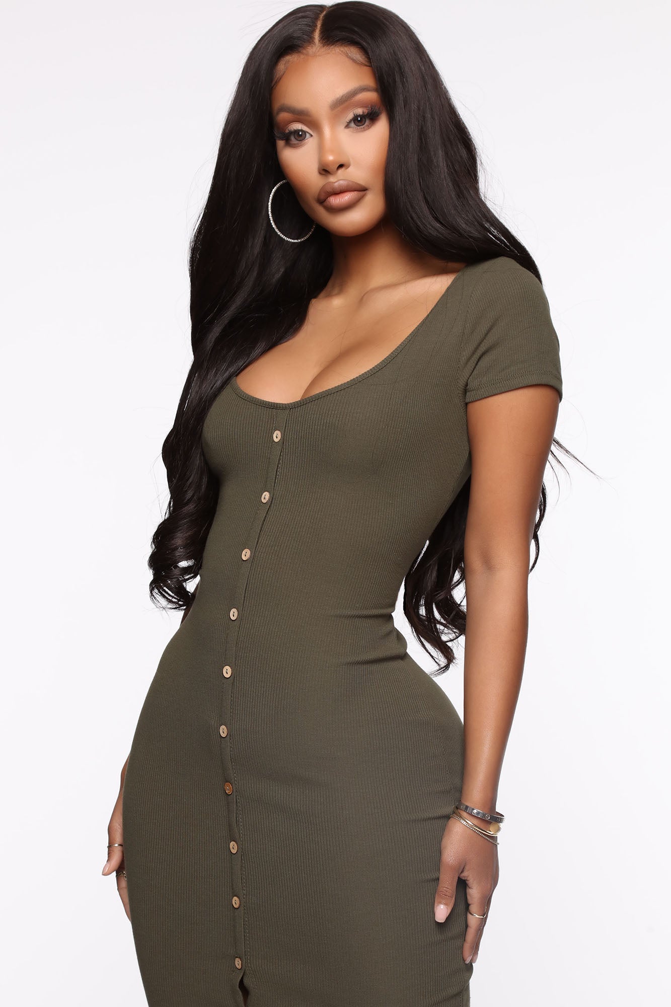 Love Her Down Midi Dress - Olive