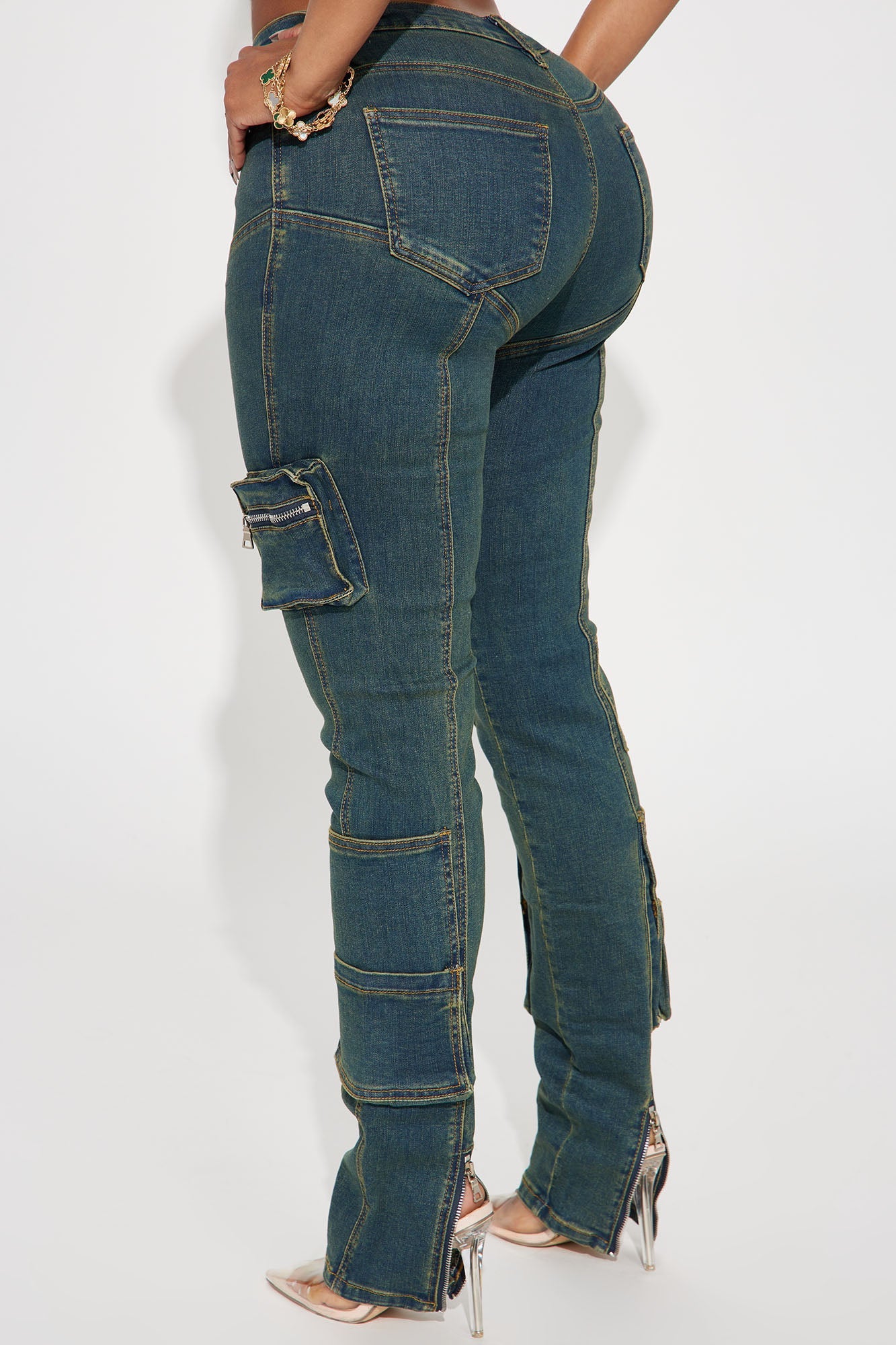 Good Form Cargo Slim Straight Leg Jeans - Dark Wash