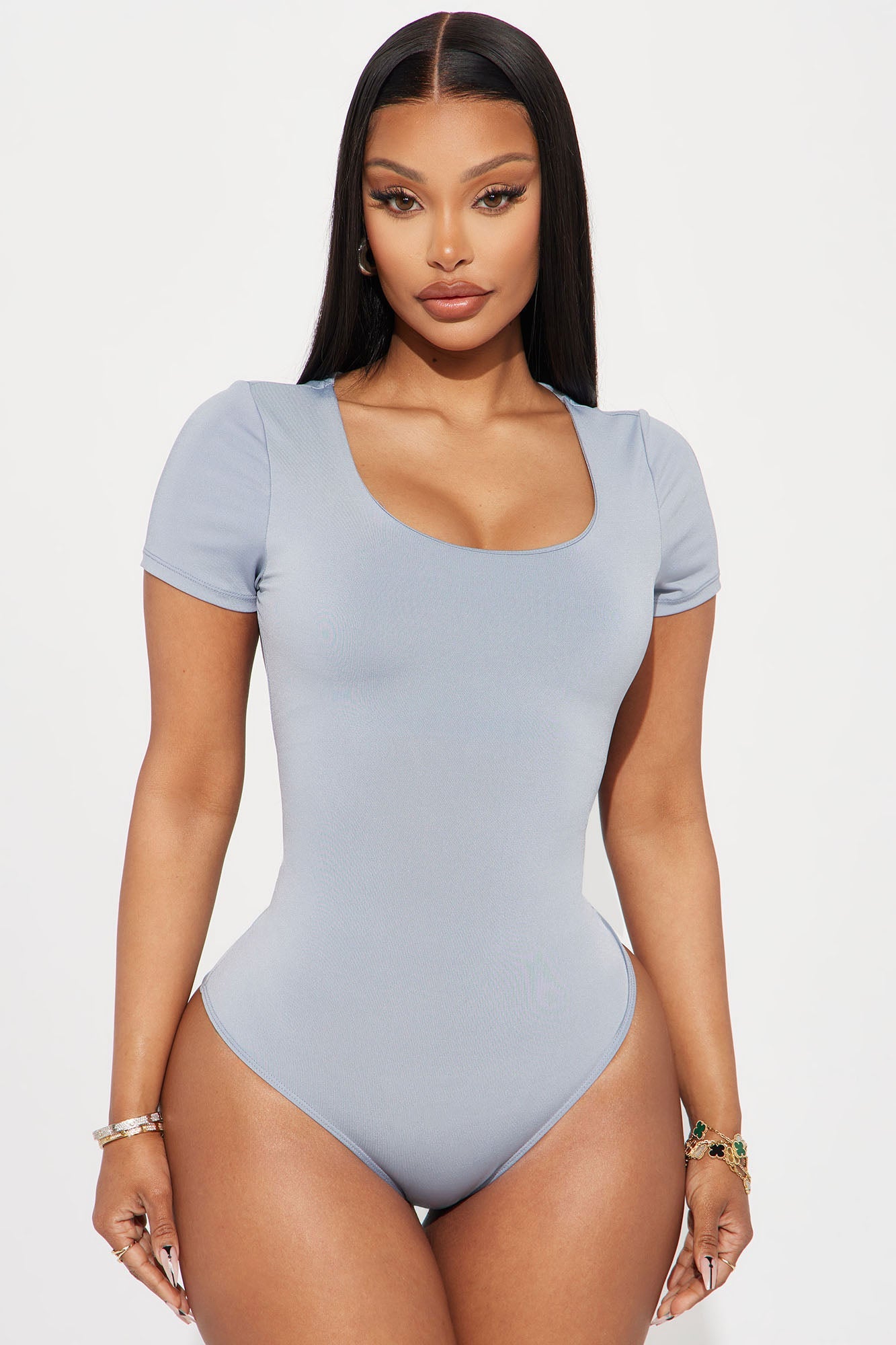Tabitha Short Sleeve Bodysuit - Slate Blue