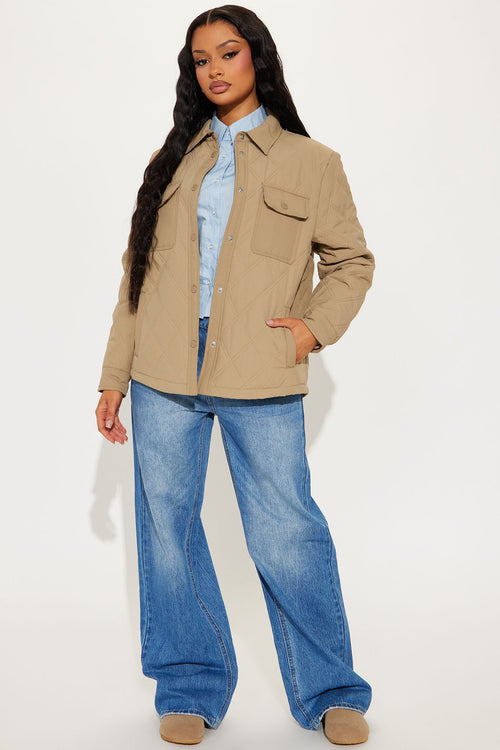 Abby Quilted Shirt Jacket - Tan