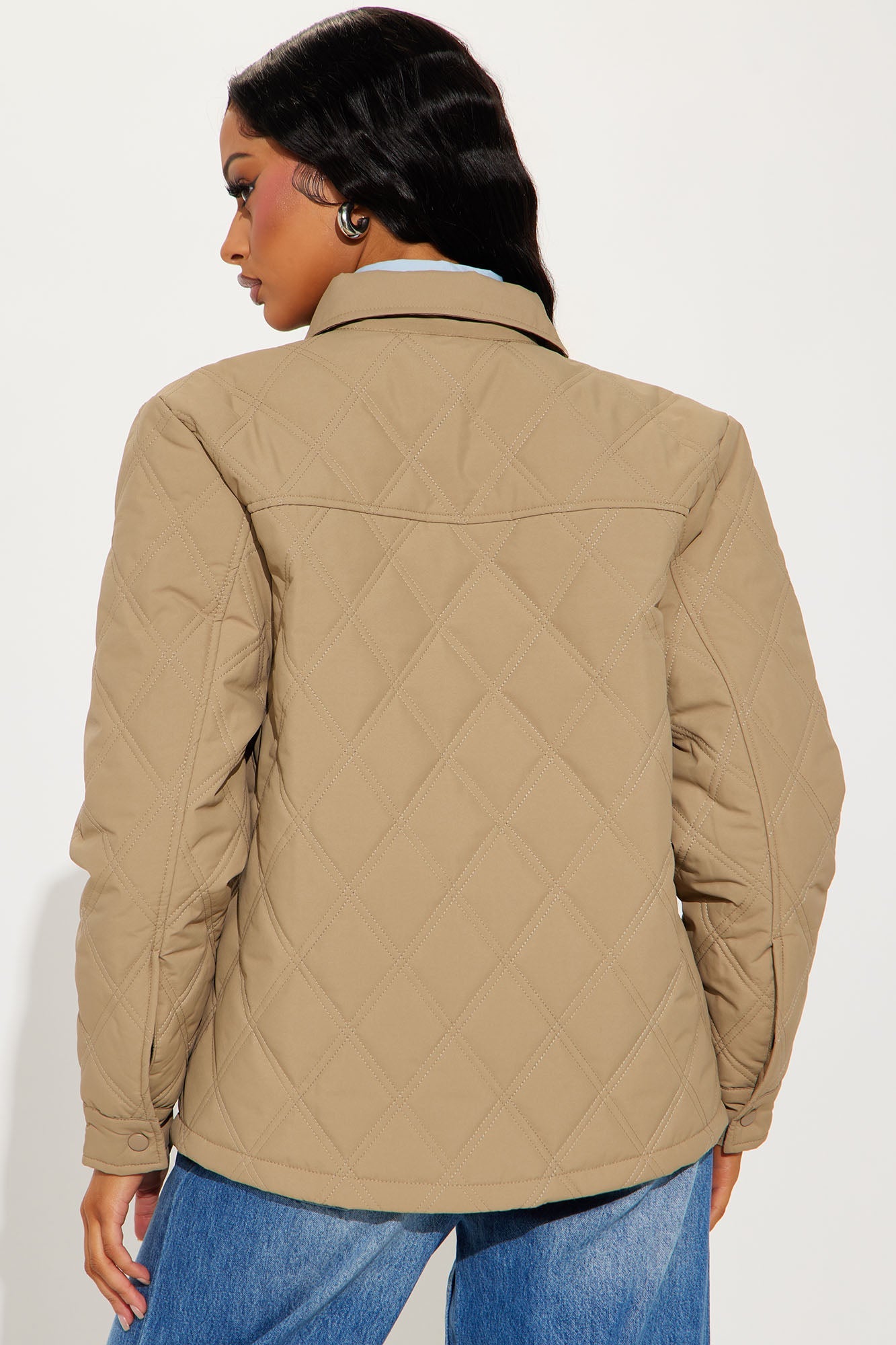 Abby Quilted Shirt Jacket - Tan