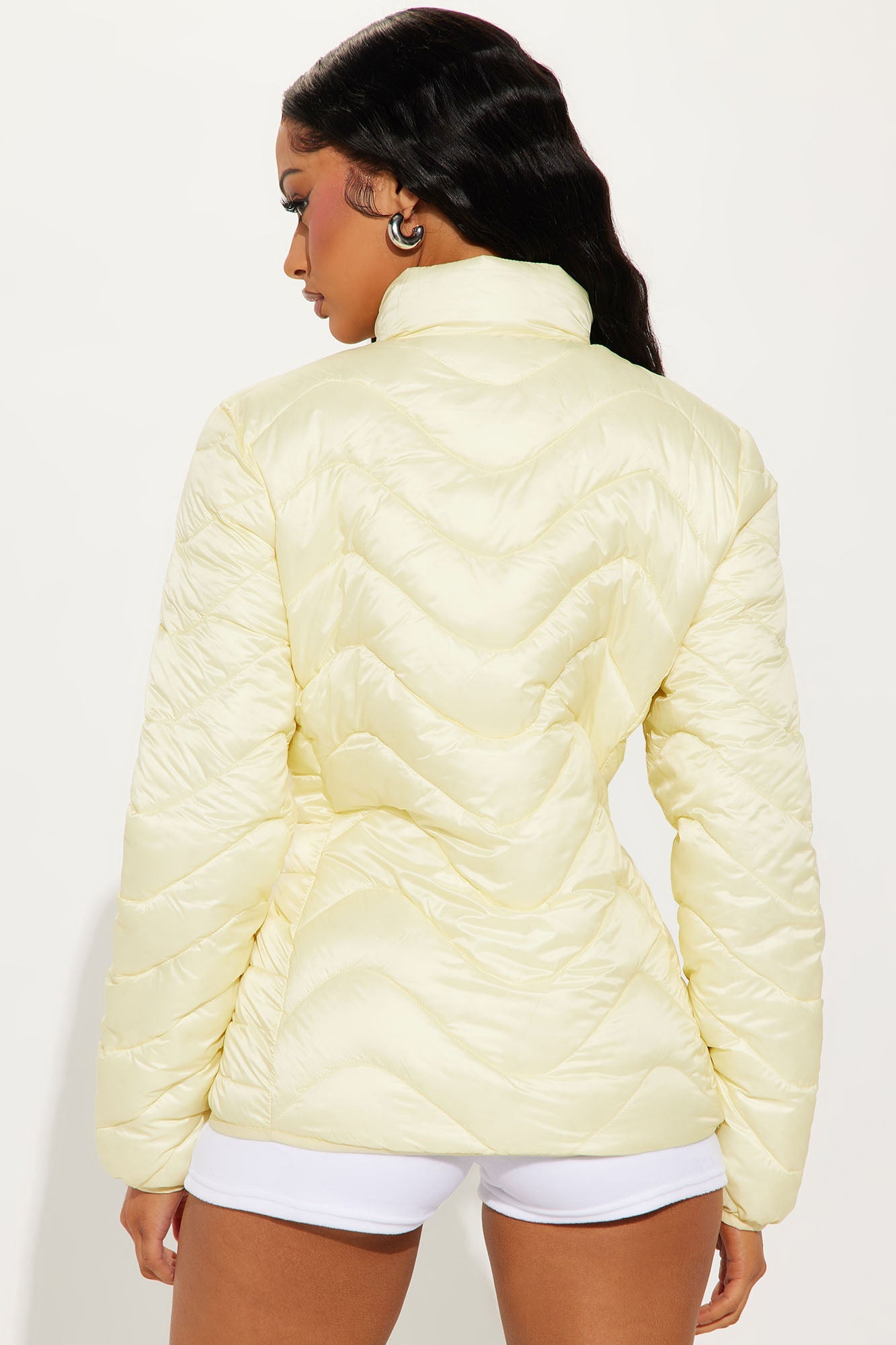 Sky High Quilted Lightweight Puffer Coat - Butter Yellow