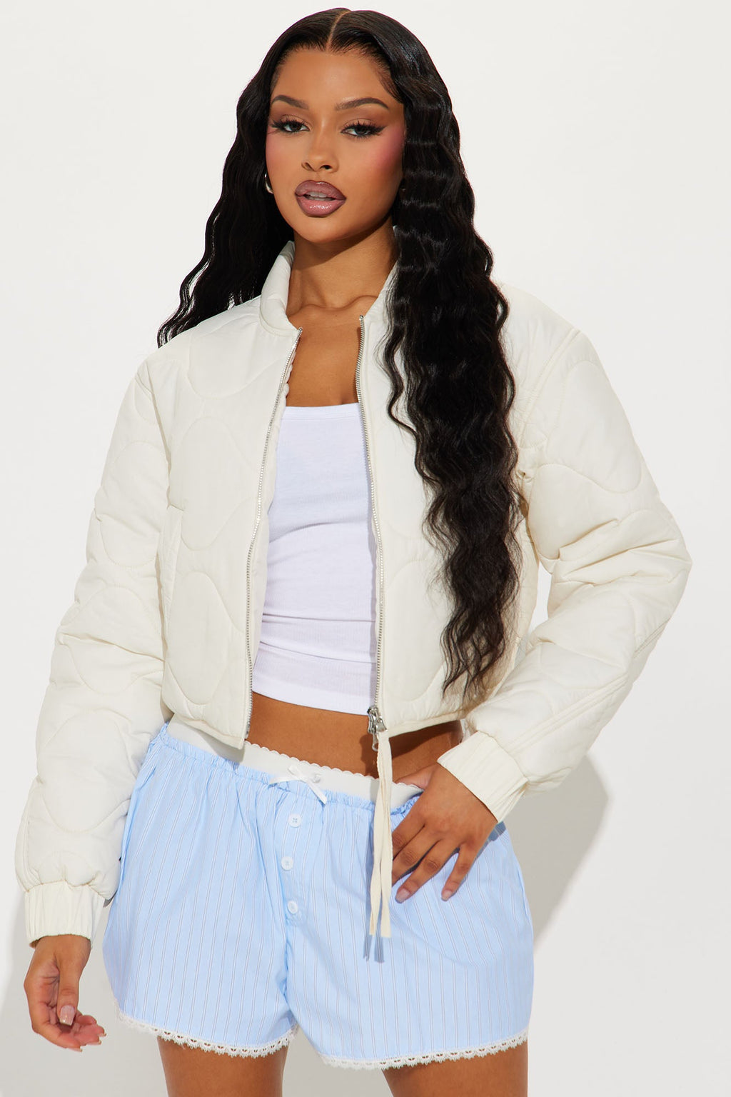 Up In The Lifts Lightweight Quilted Jacket - Cream