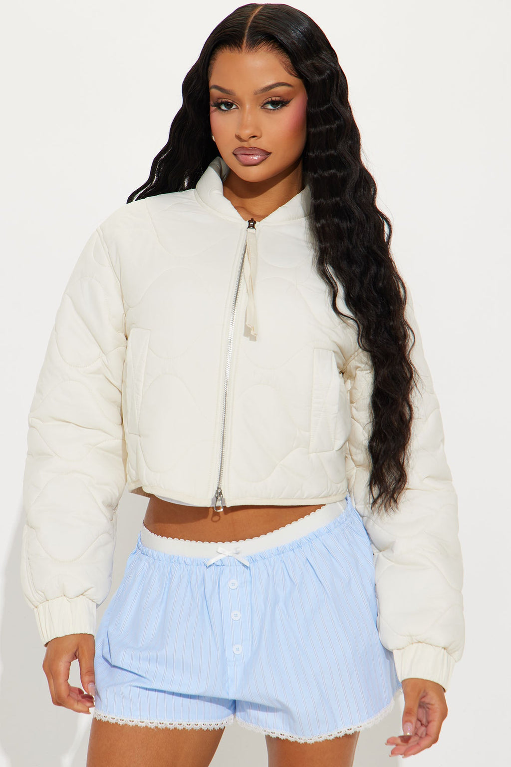 Up In The Lifts Lightweight Quilted Jacket - Cream