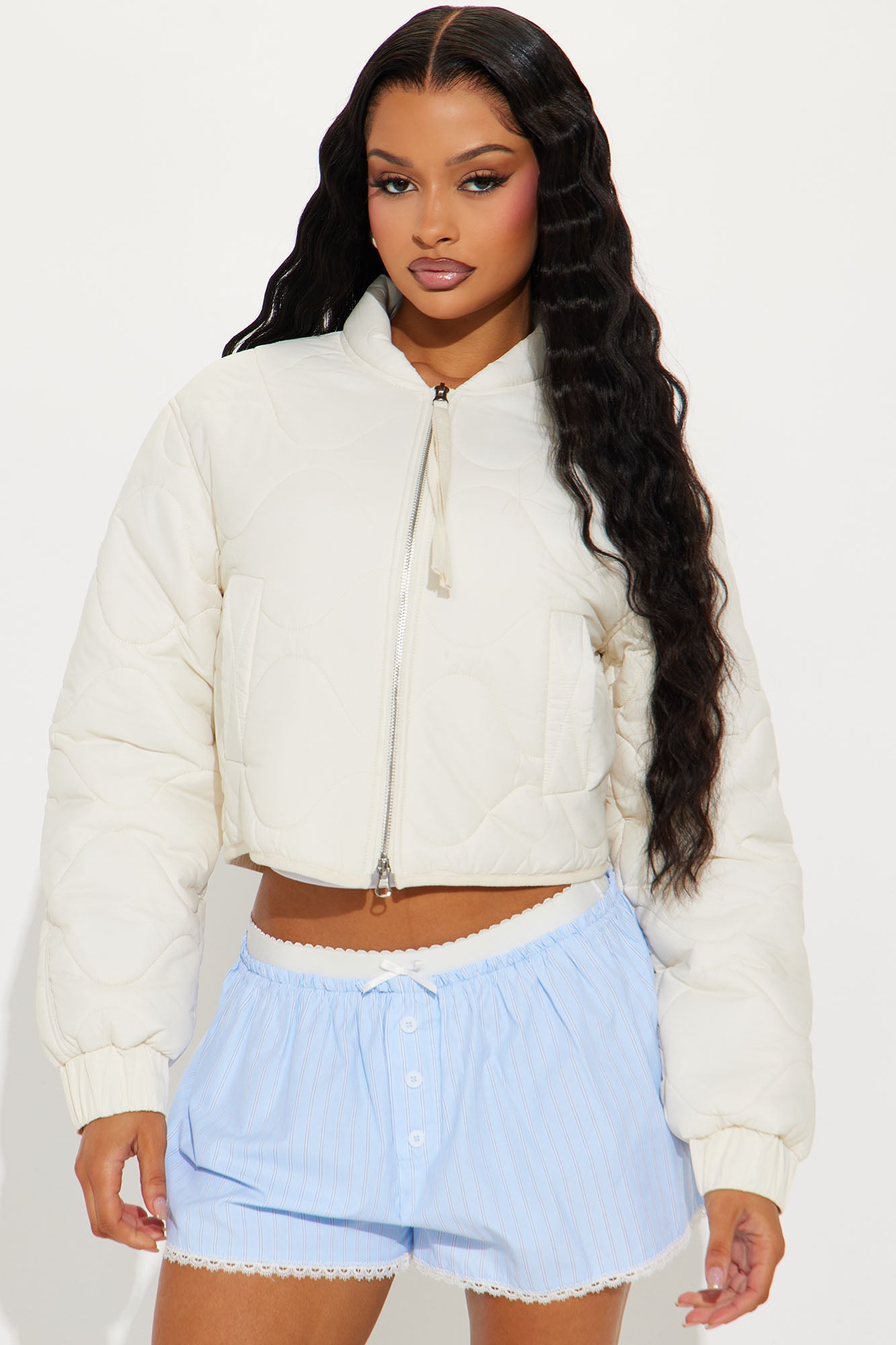 Up In The Lifts Lightweight Quilted Jacket - Cream