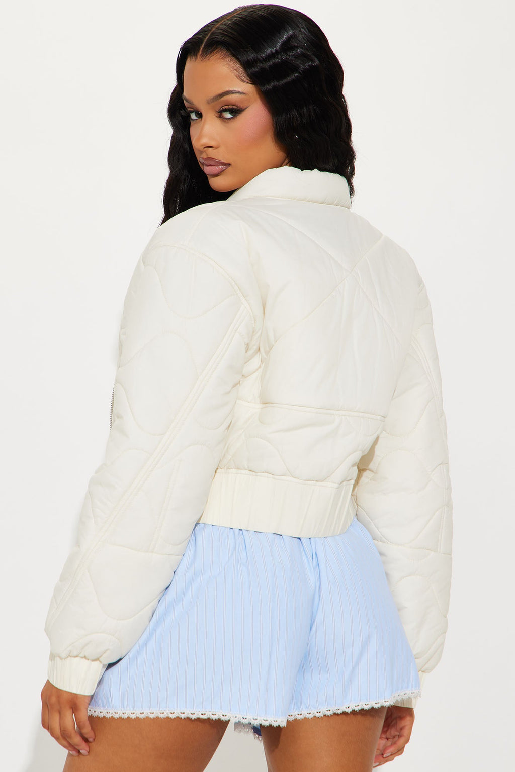Up In The Lifts Lightweight Quilted Jacket - Cream