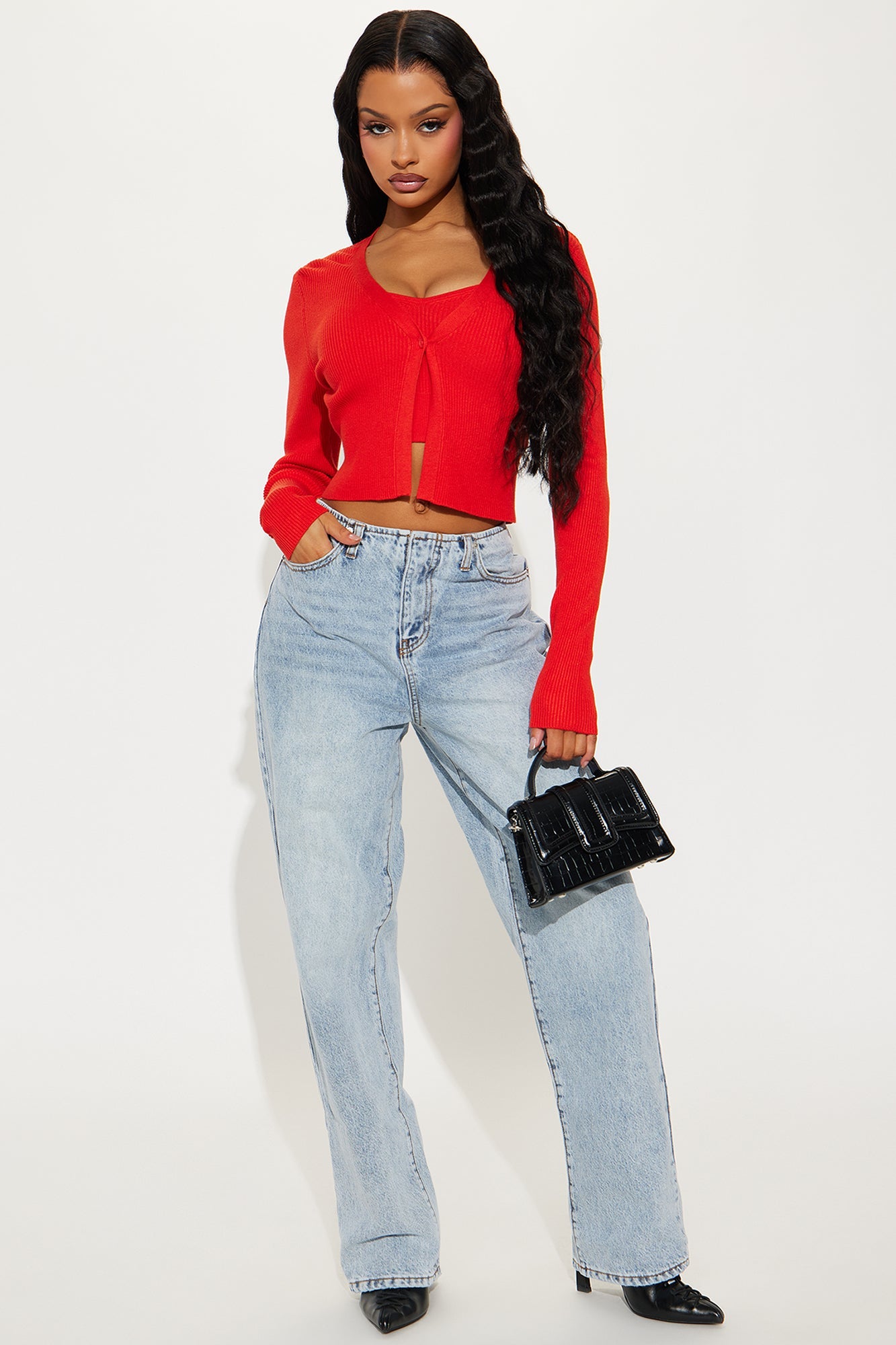 Annalise 2 Piece Sweater Set - Red