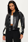 Kind Of Classic Faux Leather Jacket - Black/White