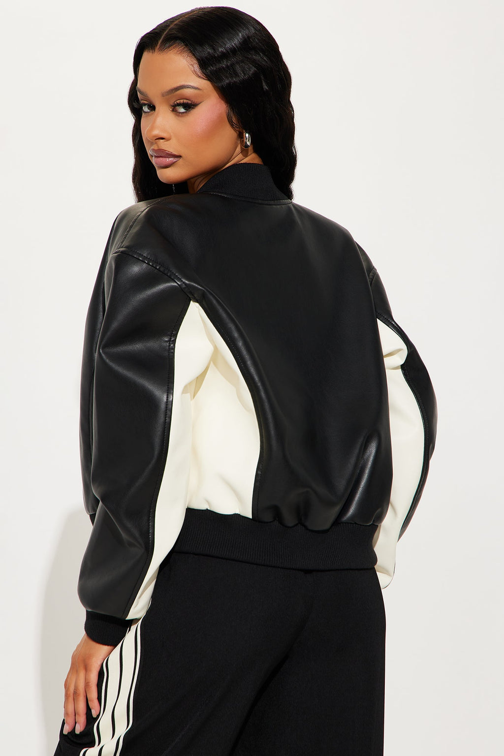 Kind Of Classic Faux Leather Jacket - Black/White