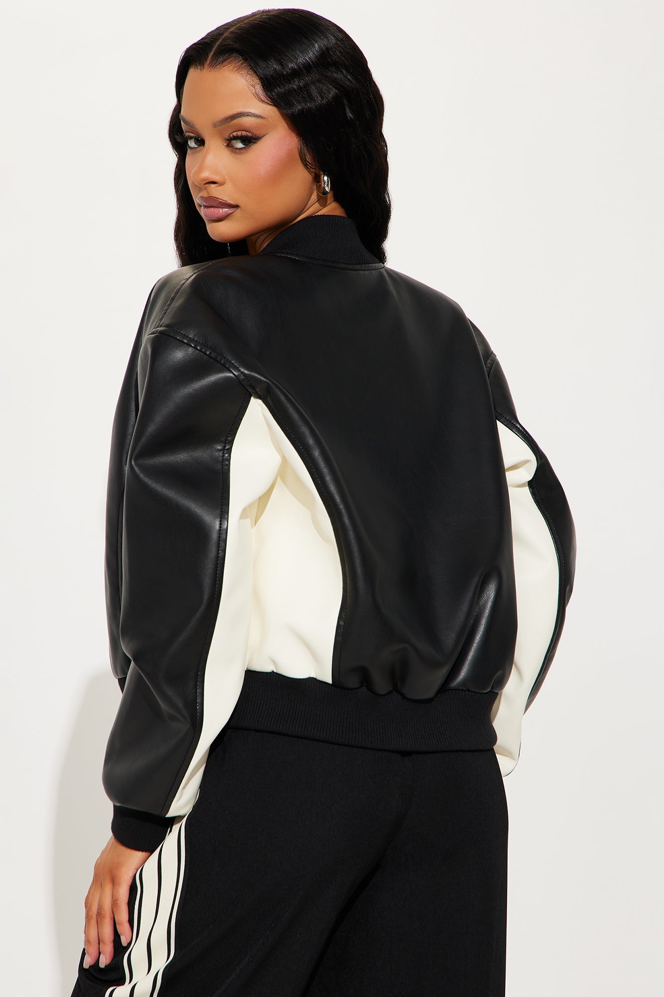 Kind Of Classic Faux Leather Jacket - Black/White