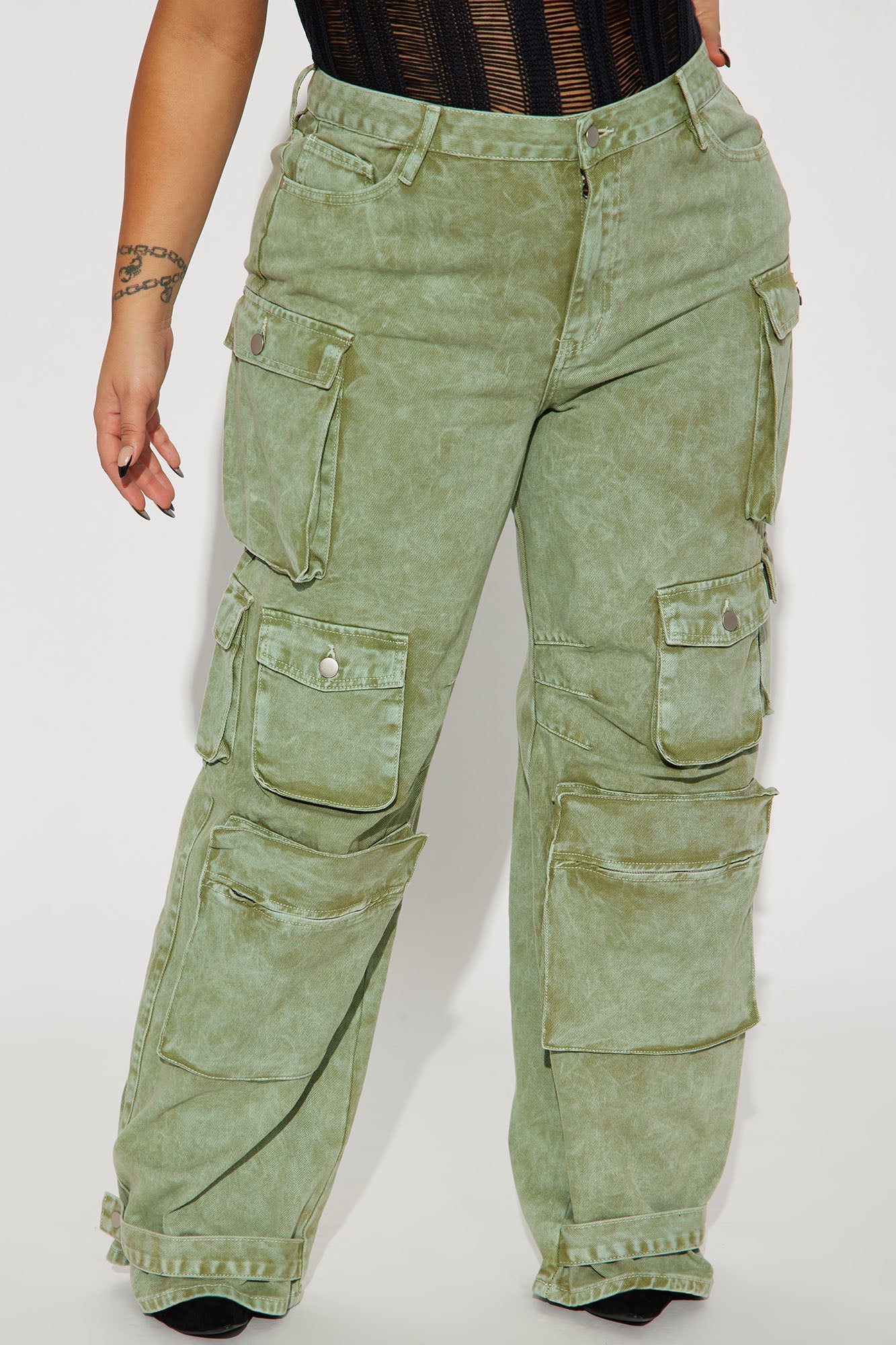 Billie Low Slung Cargo Jeans - Green