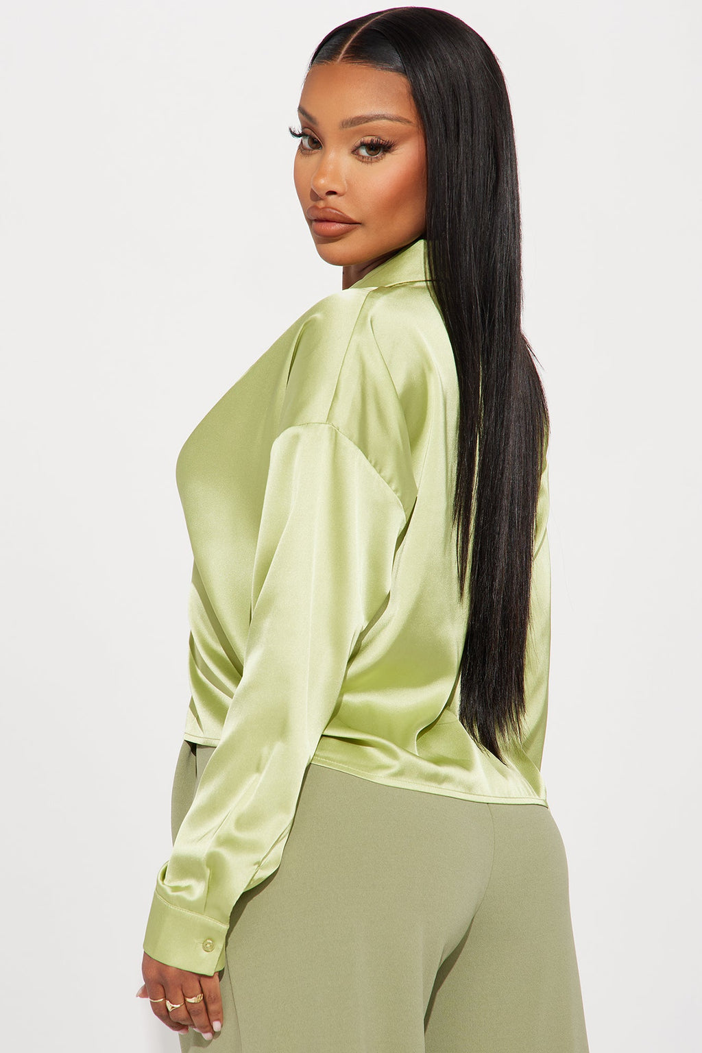 Ariel Satin Shirt - Green