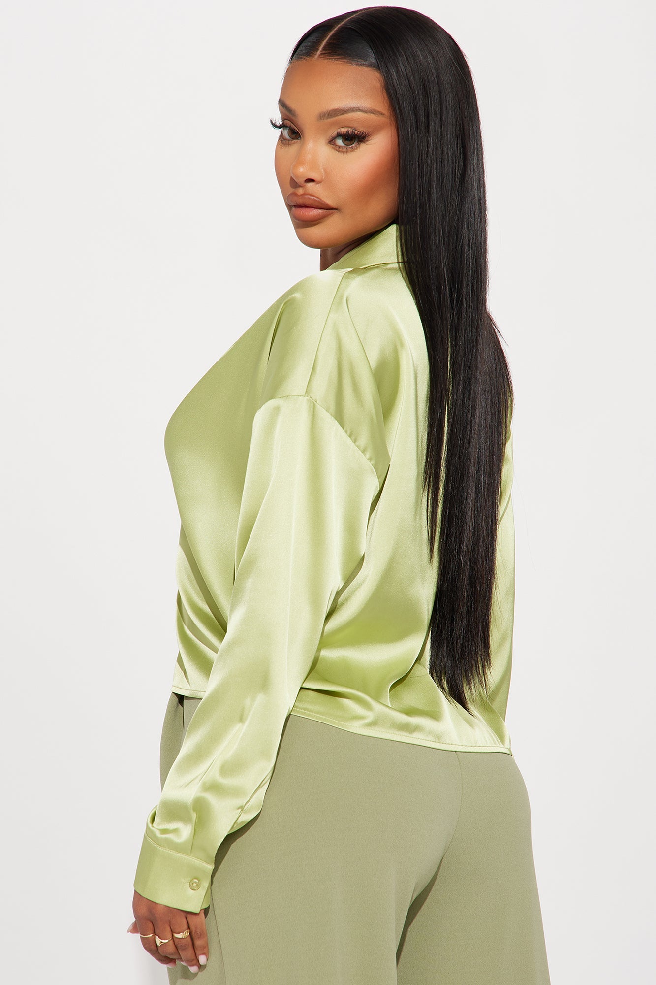 Ariel Satin Shirt - Green