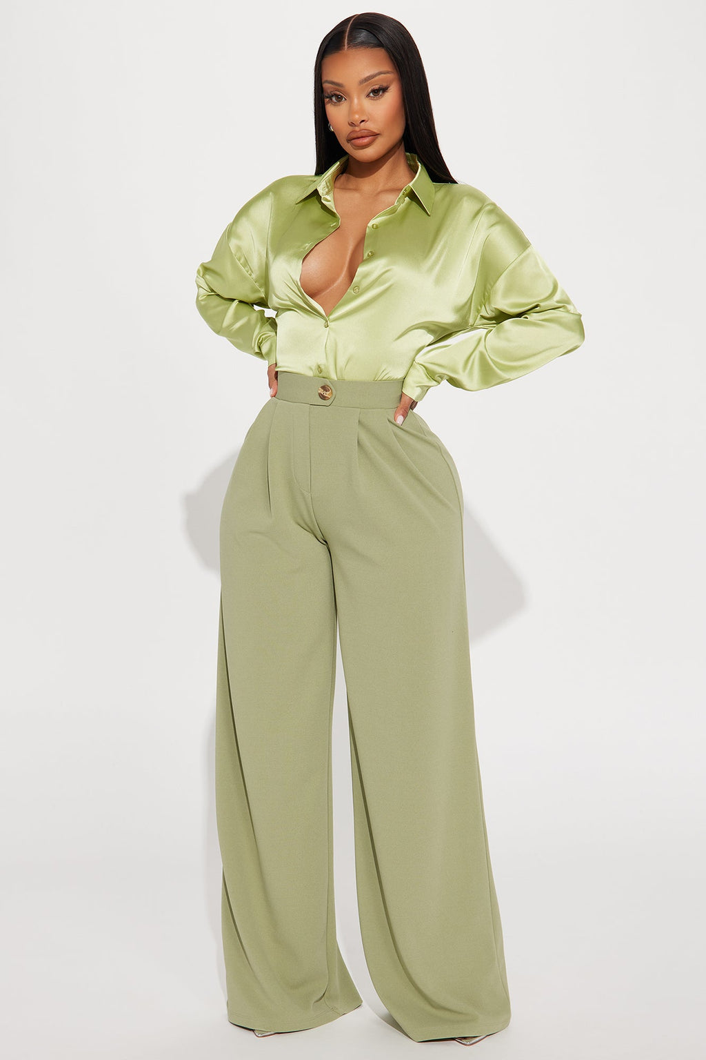 Ariel Satin Shirt - Green