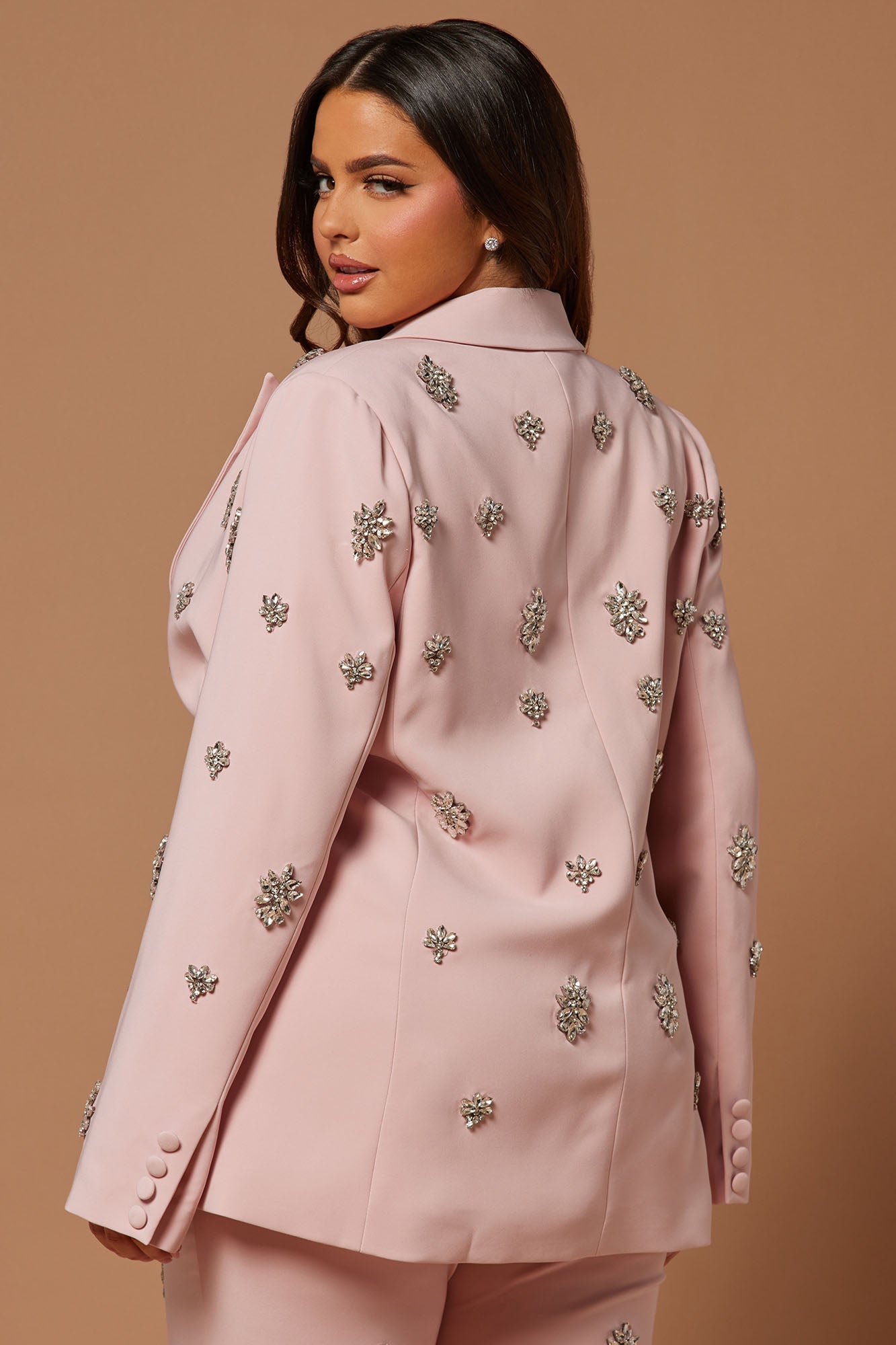 Verona Embellished Single Breasted Jacket - Rose