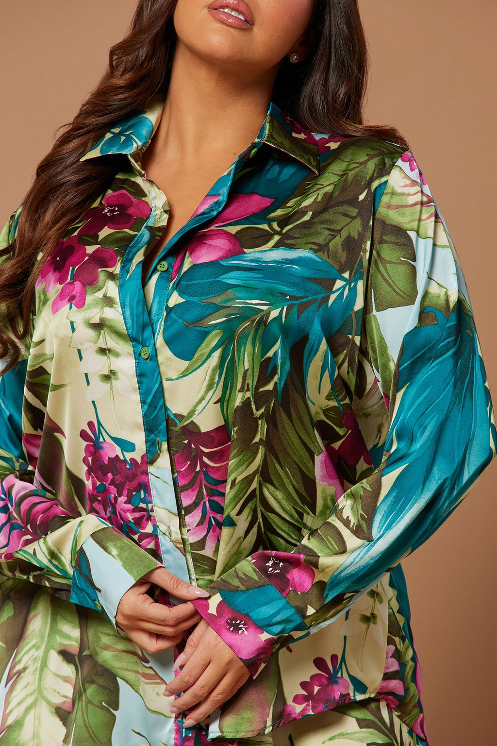 Kyoto Satin Pant Set - Green/combo