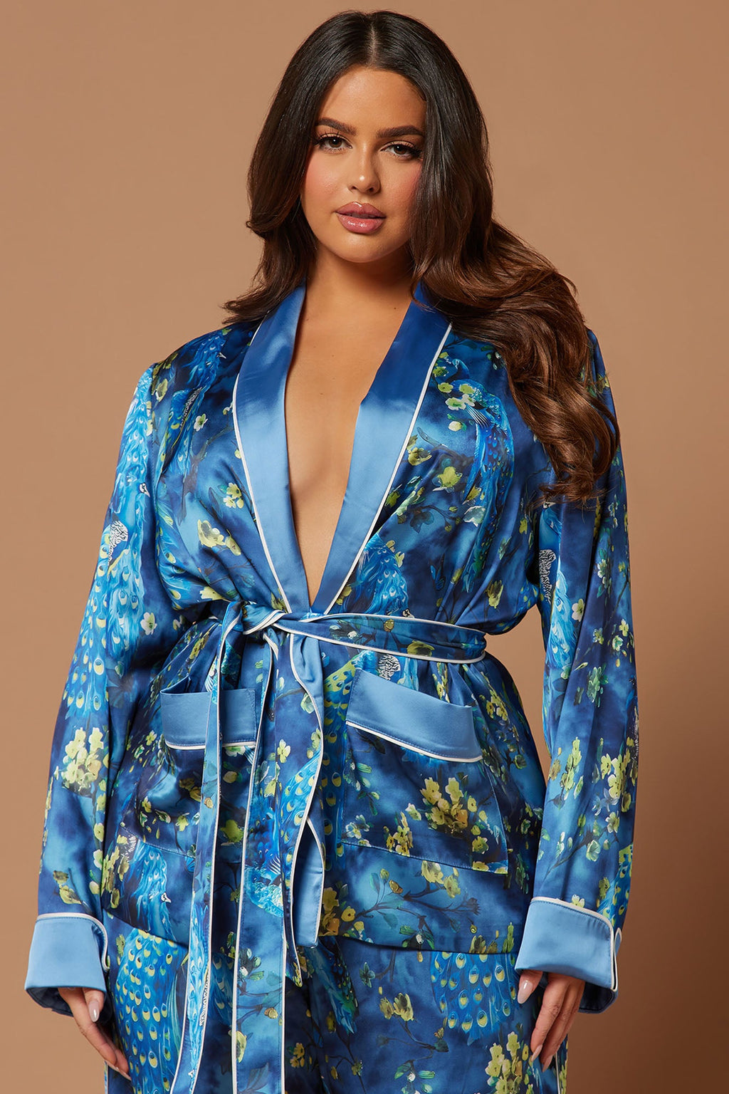 Mallory Satin Pant Set - Blue