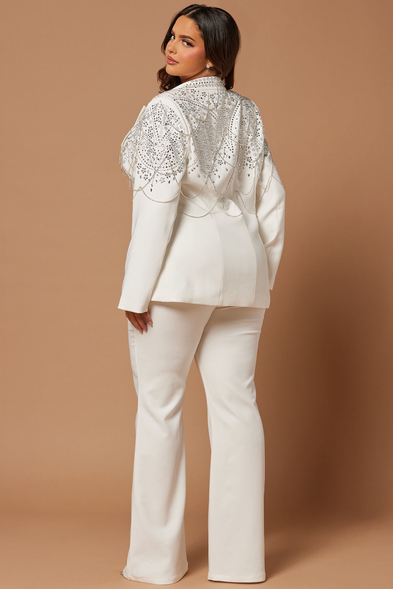 Juliette Embellished Blazer Suit Set - White