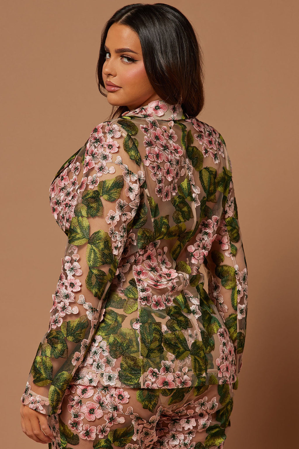 Elodie Floral Embroidered Blazer - Pink/combo