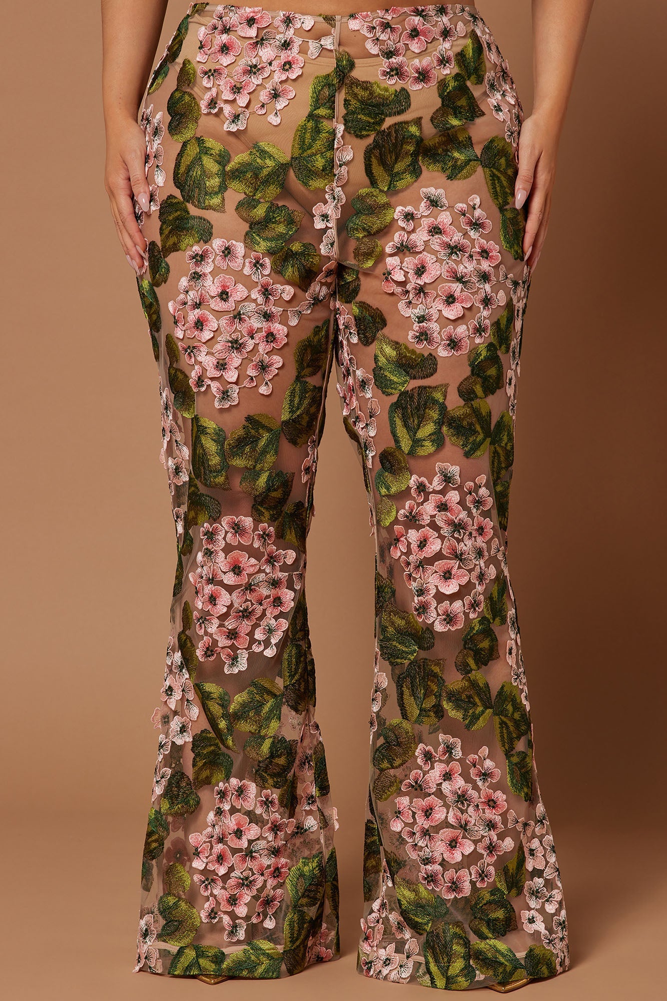 Elodie Floral Embroidered Pant - Pink/combo