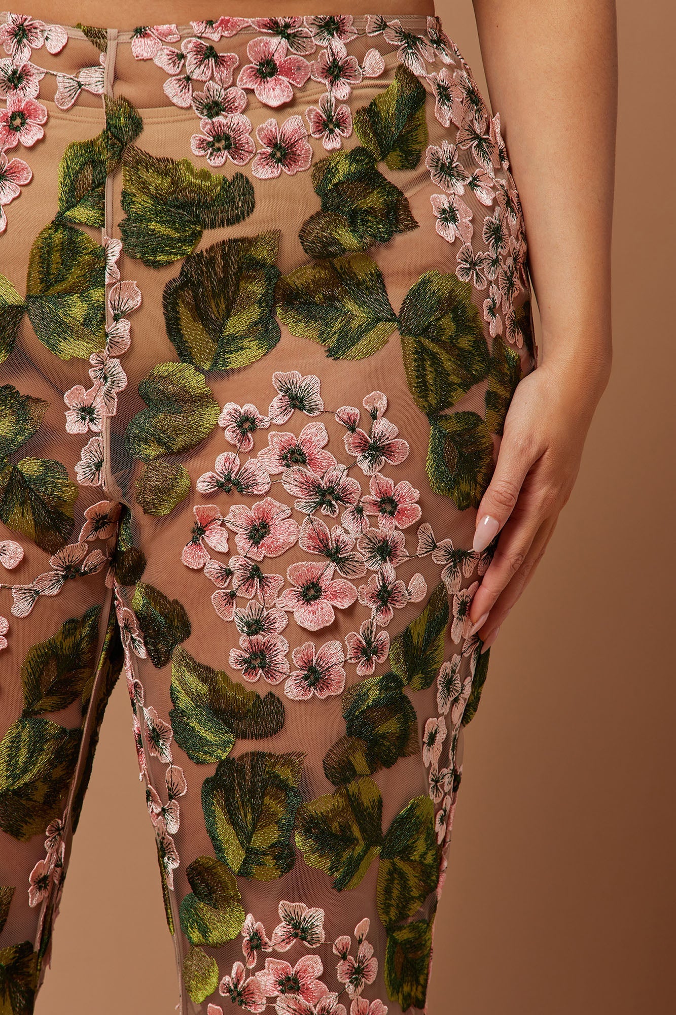 Elodie Floral Embroidered Pant - Pink/combo